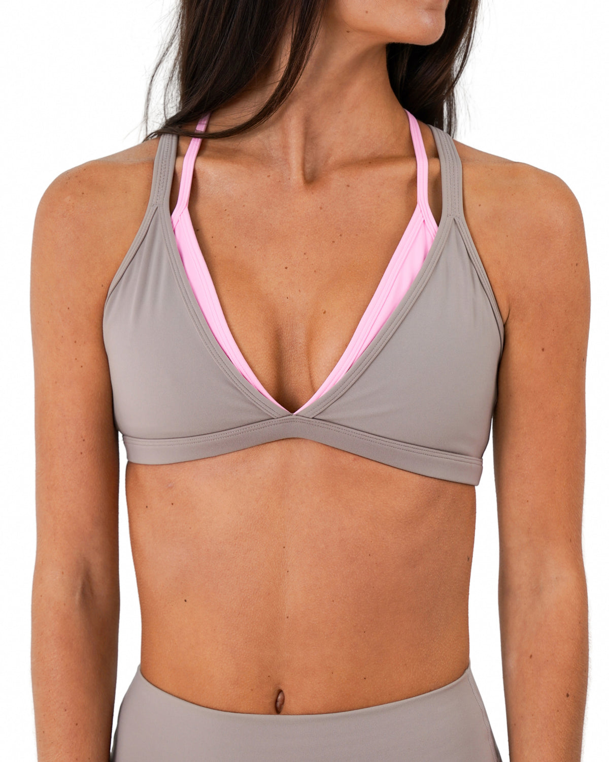 Double Layer Pulse Bra - Truffle & Soft Pink