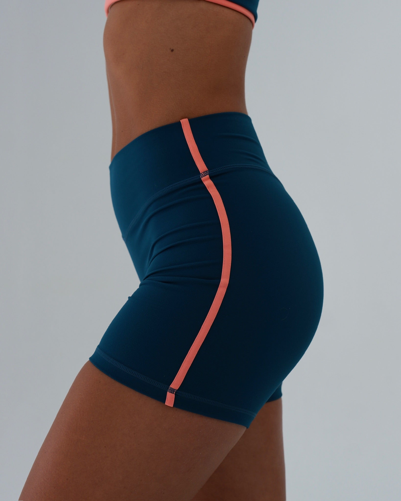 Single Stripe Bridge Short - Deep Teal & Guava