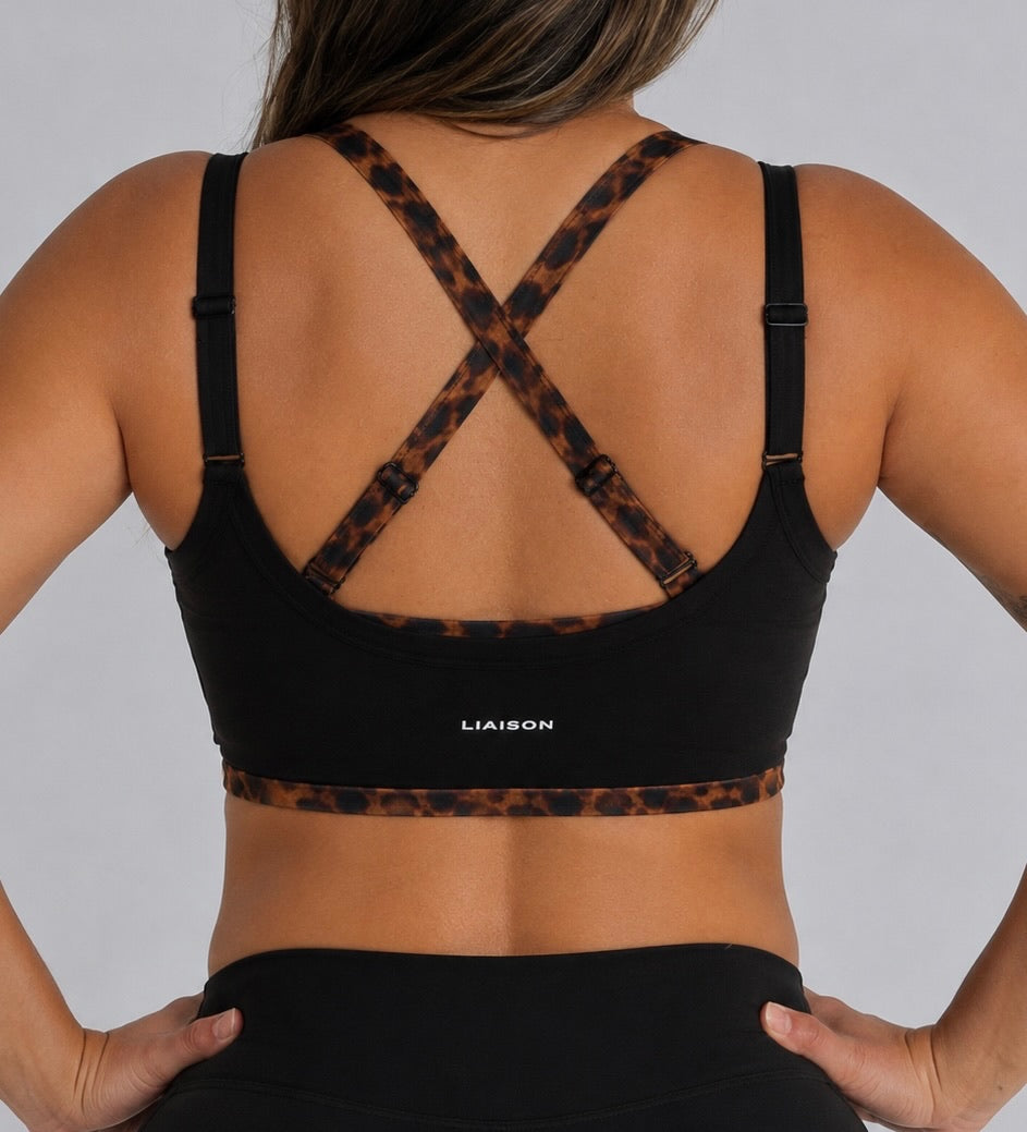 Full Scoop Double Layer Bra - Black & Tortoise