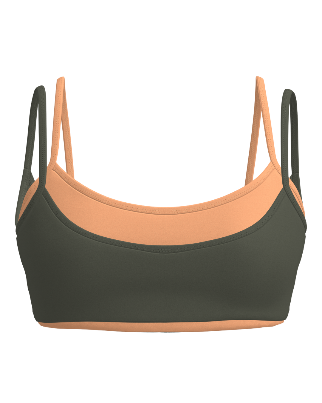 Double Layer Scoop Bra - Palm & Apricot