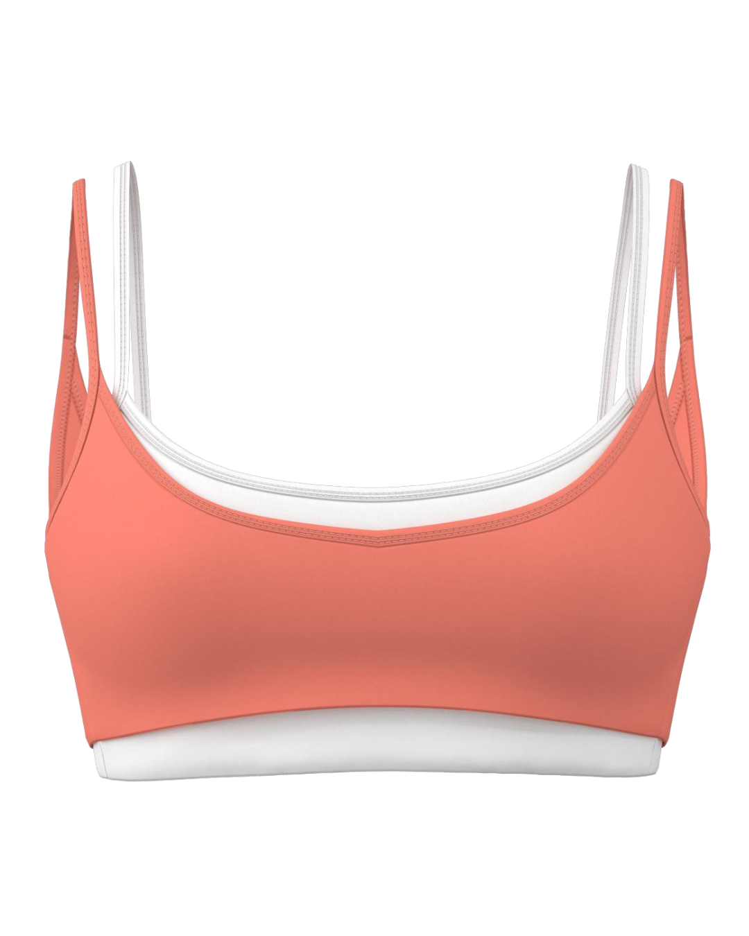 Double Layer Scoop Bra - Guava & White