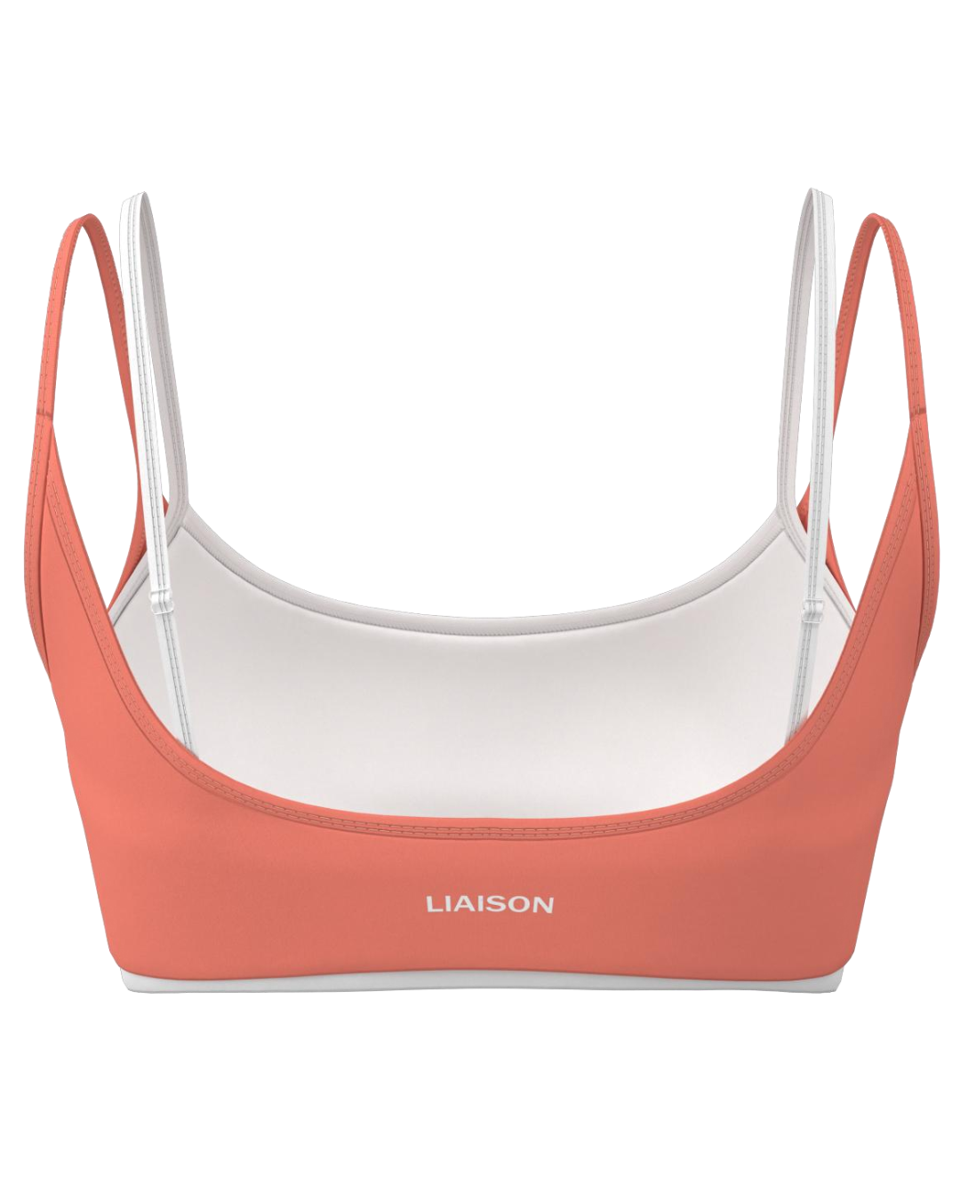 Double Layer Scoop Bra - Guava & White