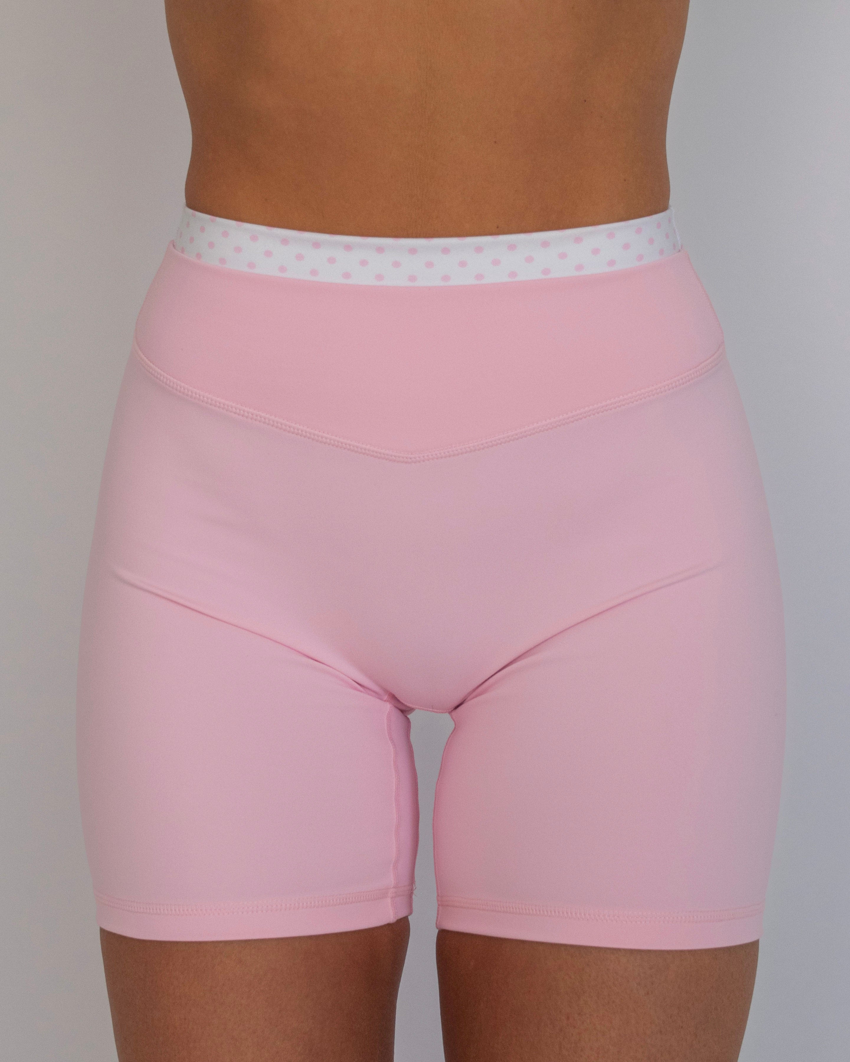 Layered Sculpt Short - Soft Pink & White Polka Dots