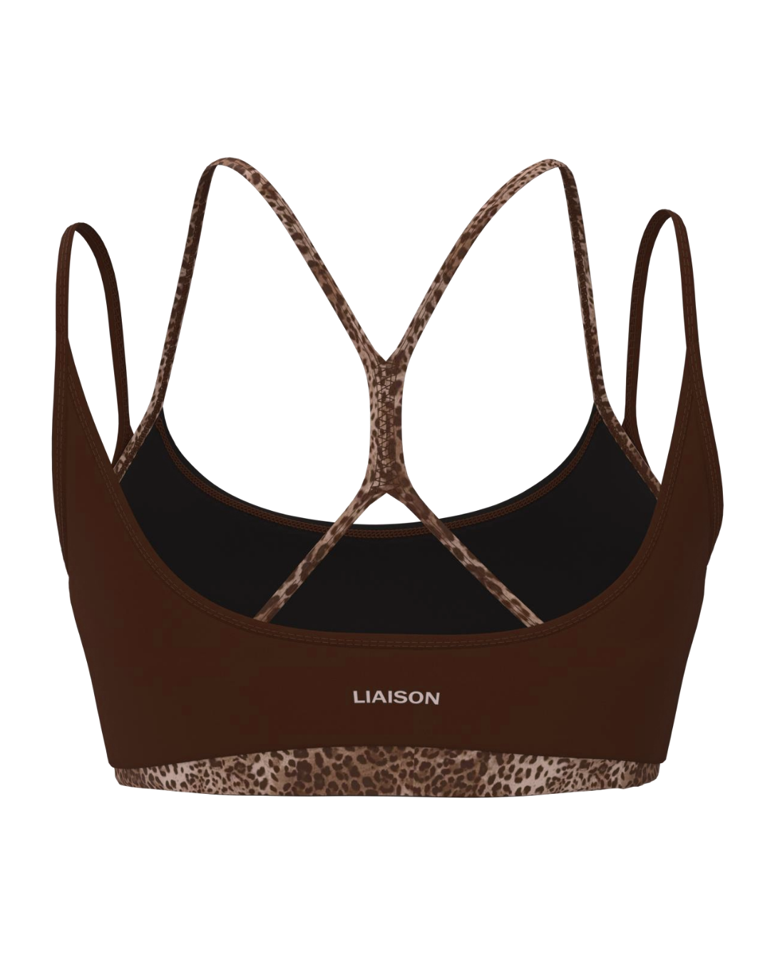 Double Layer Sporty Scoop Bra - Mocha Brown & Wild Side