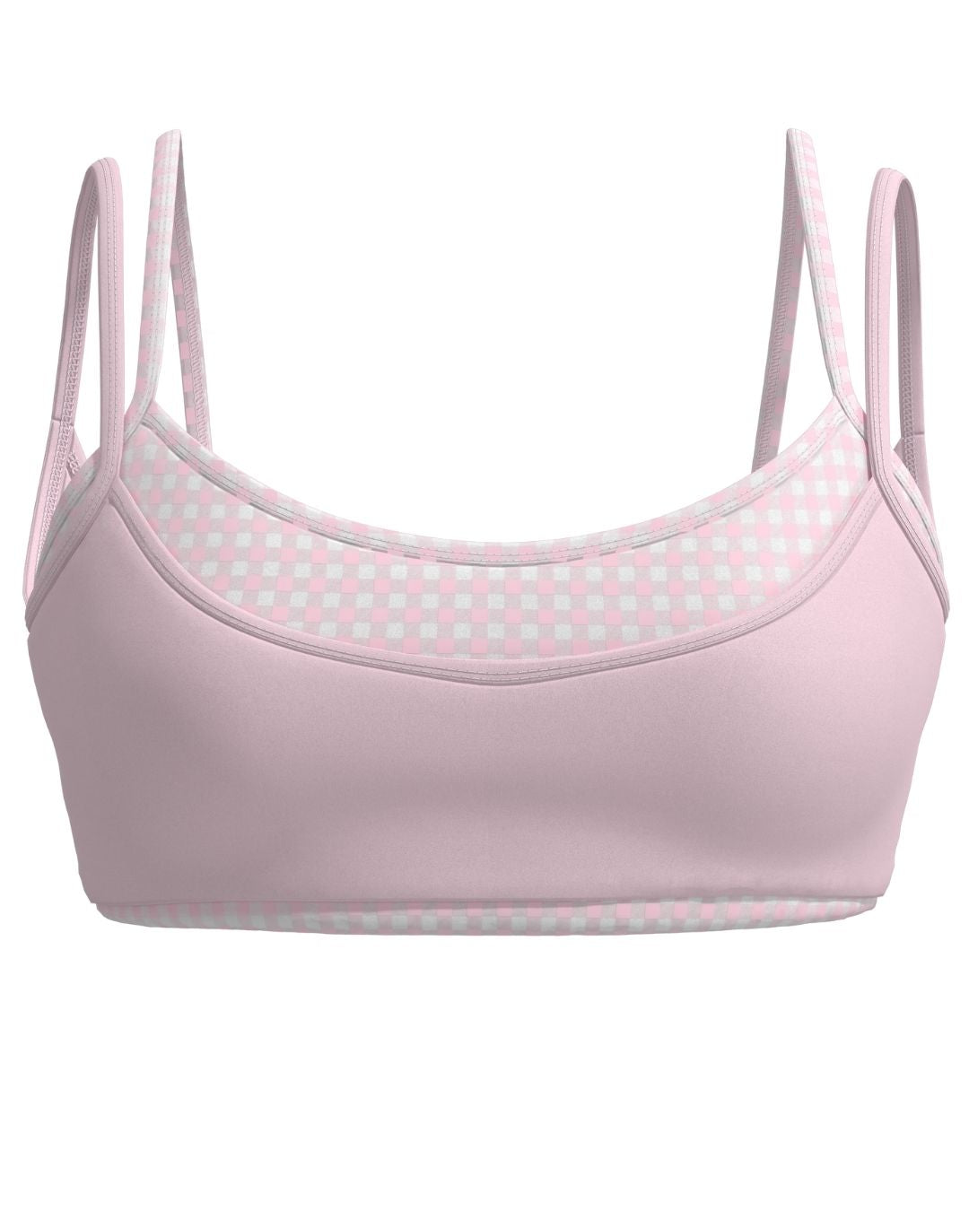 Double Layer Scoop Bra - Soft Pink & Gingham