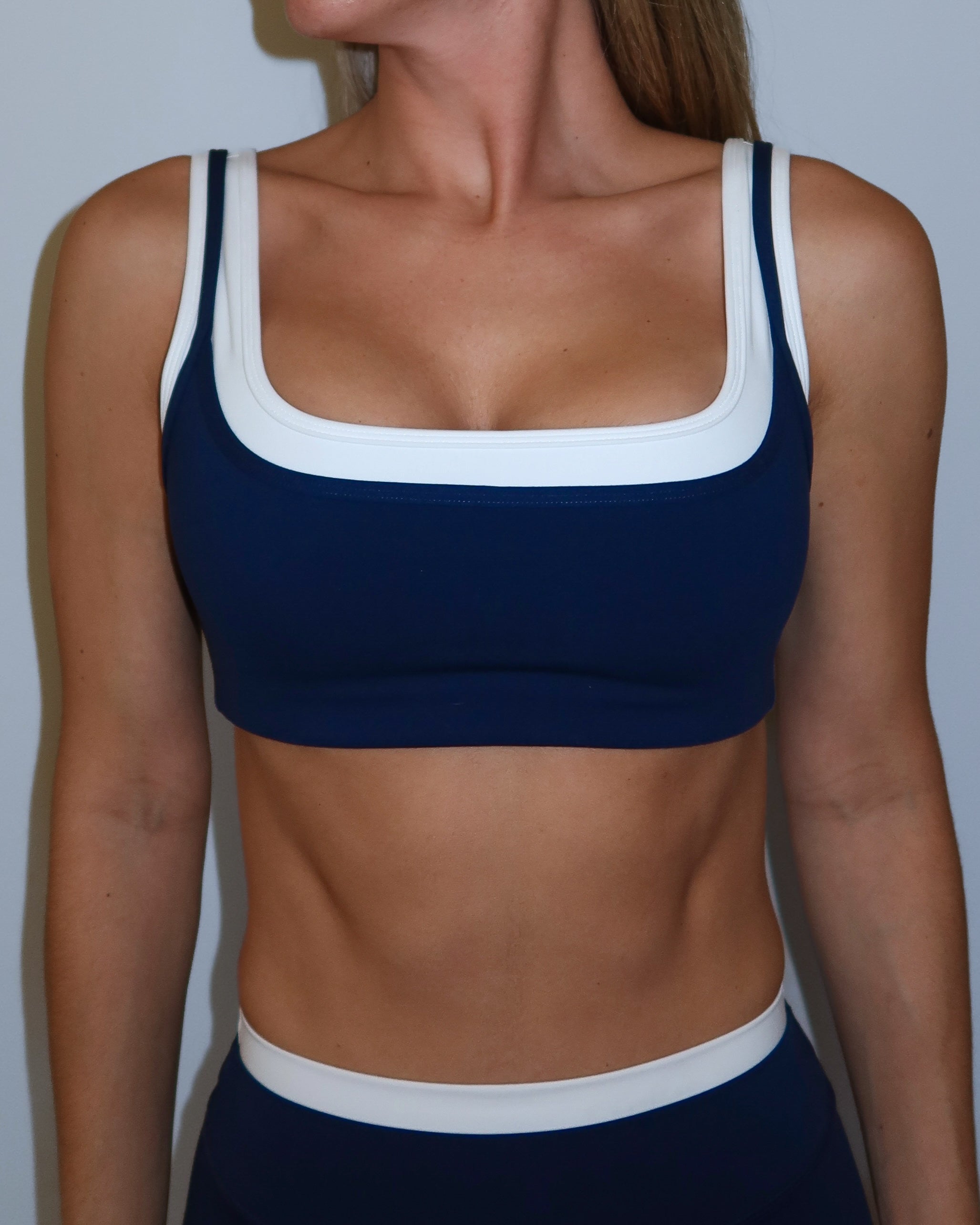 Double Layer Core Bra - Navy & White