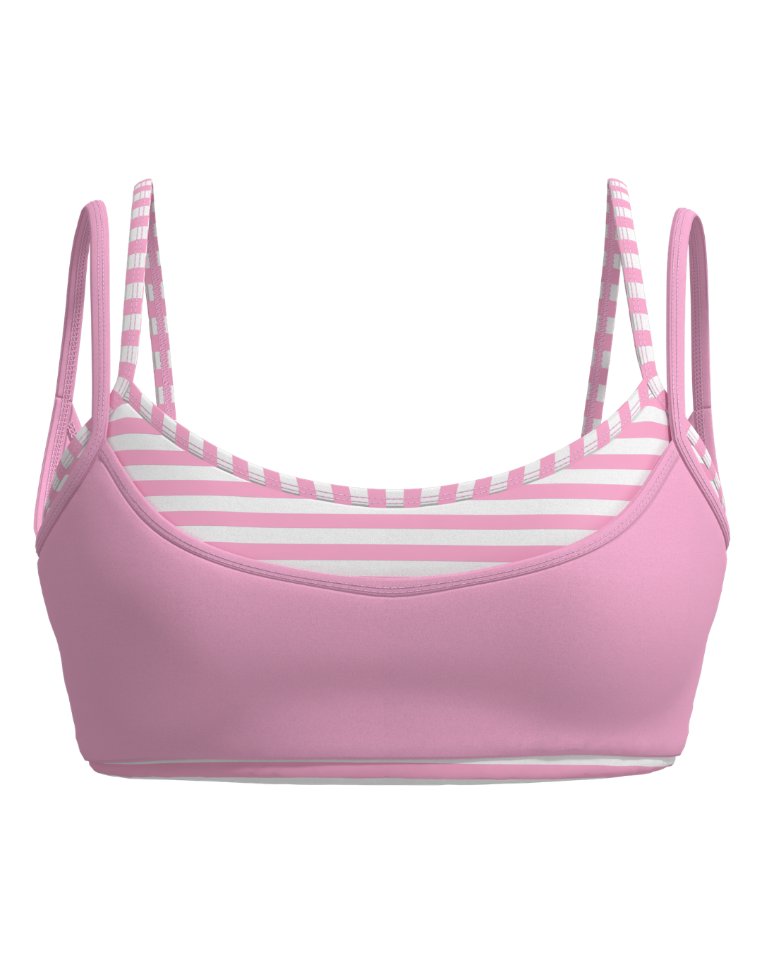 PRE-ORDER - Double Layer Scoop Bra - Petal Pink & Stripes