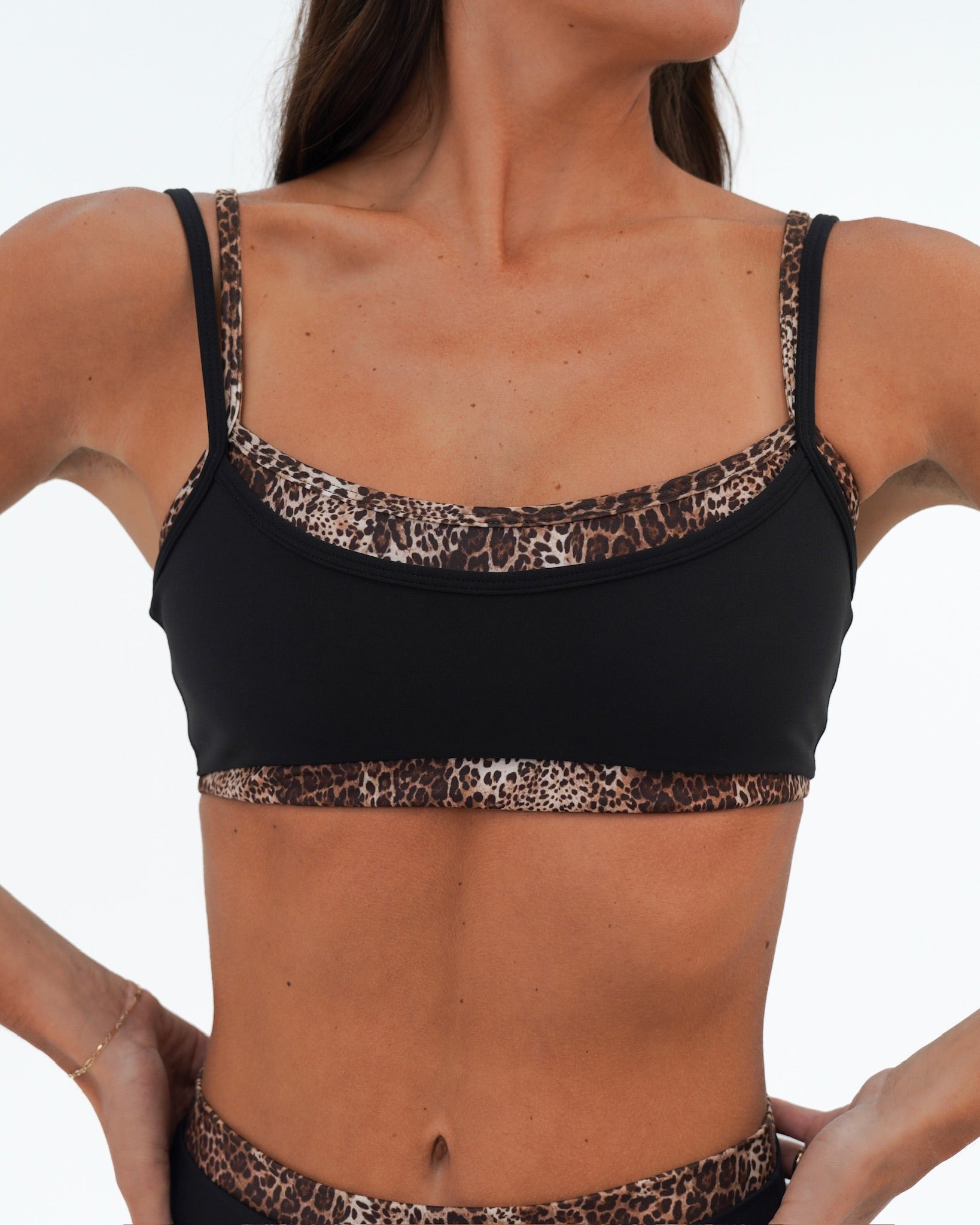 Double Layer Scoop Bra - Black & Wild Side