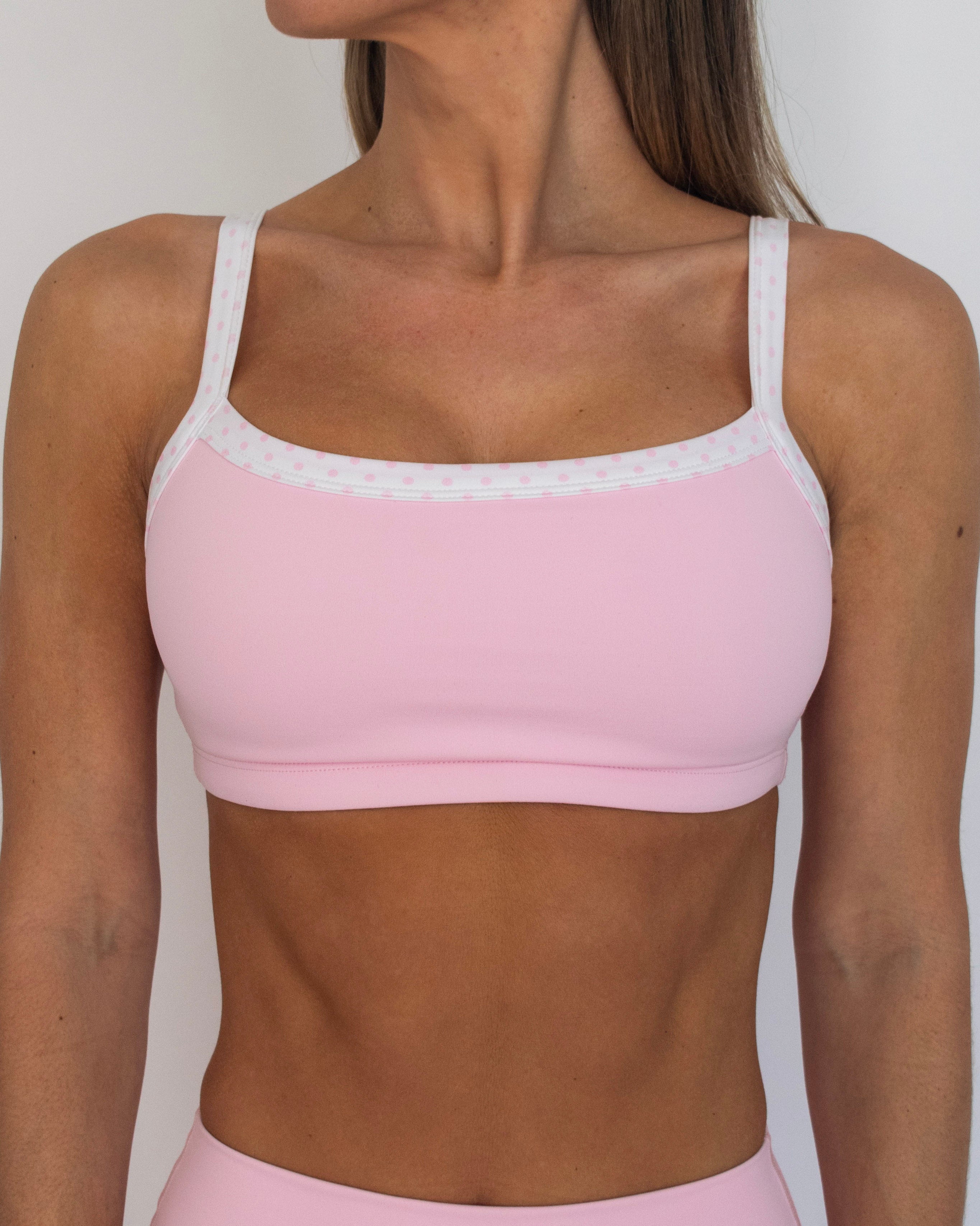 Basic Contrast Bra - Soft Pink & White Polka Dots