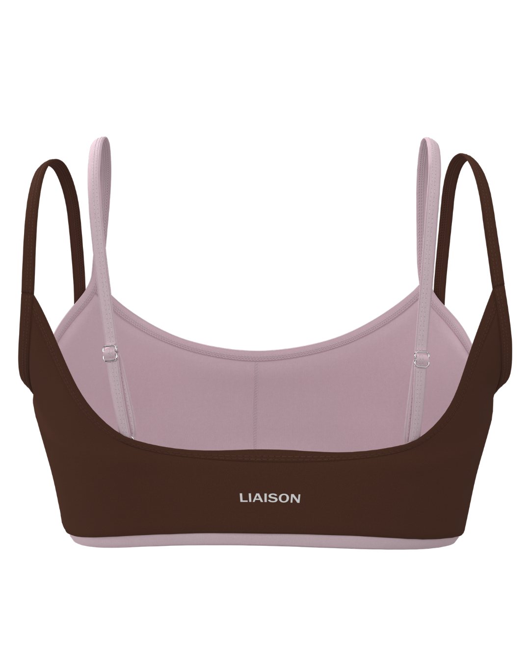 PRE-ORDER - Double Layer Scoop Bra - Mocha Brown & Soft Pink