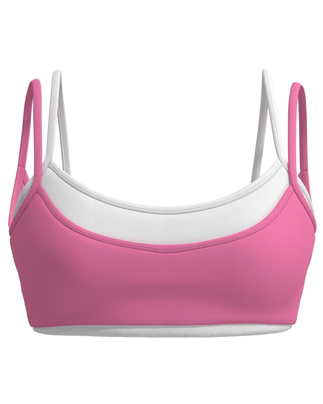 Double Layer Scoop Bra - Passion Pink & White