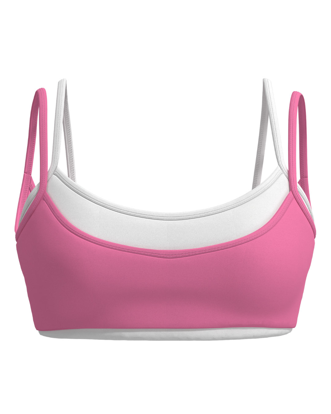Double Layer Scoop Bra - Passion Pink & White