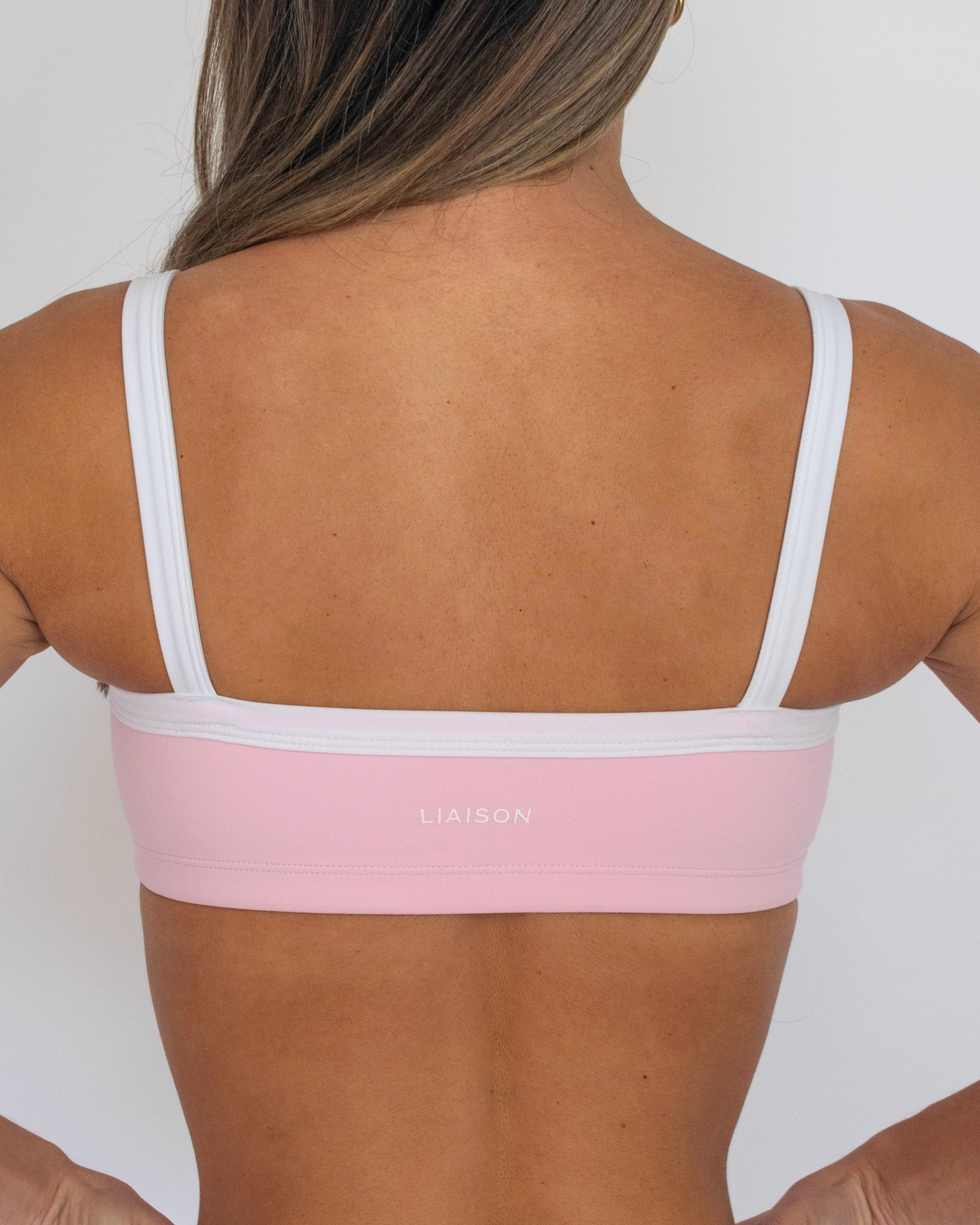 Basic Contrast Bra - Soft Pink & White