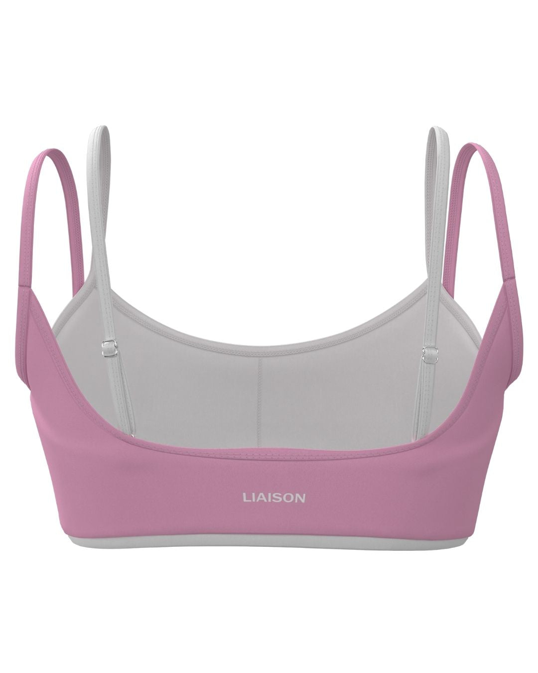 Double Layer Scoop Bra - Petal Pink & White