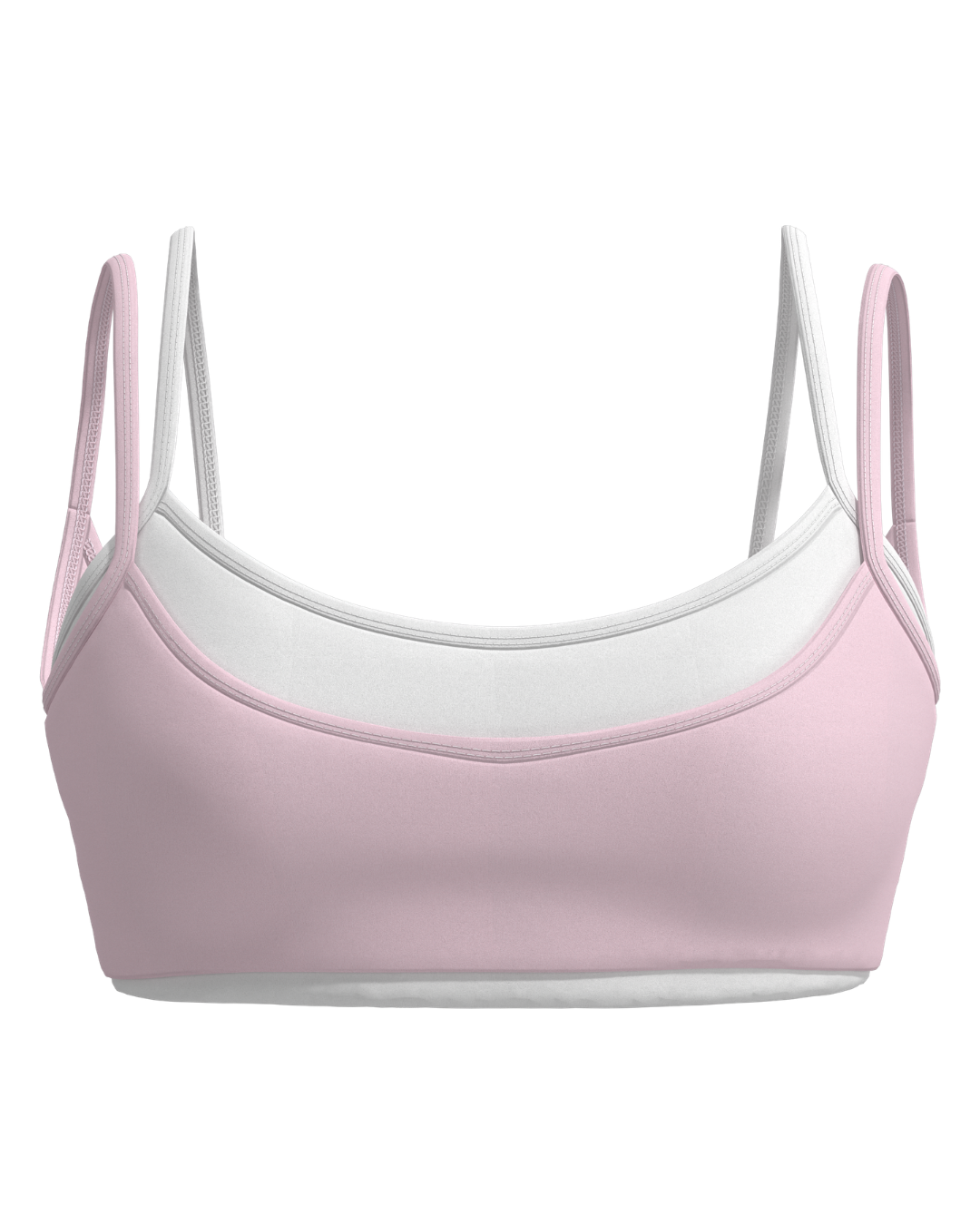 Double Layer Scoop Bra - Soft Pink & White