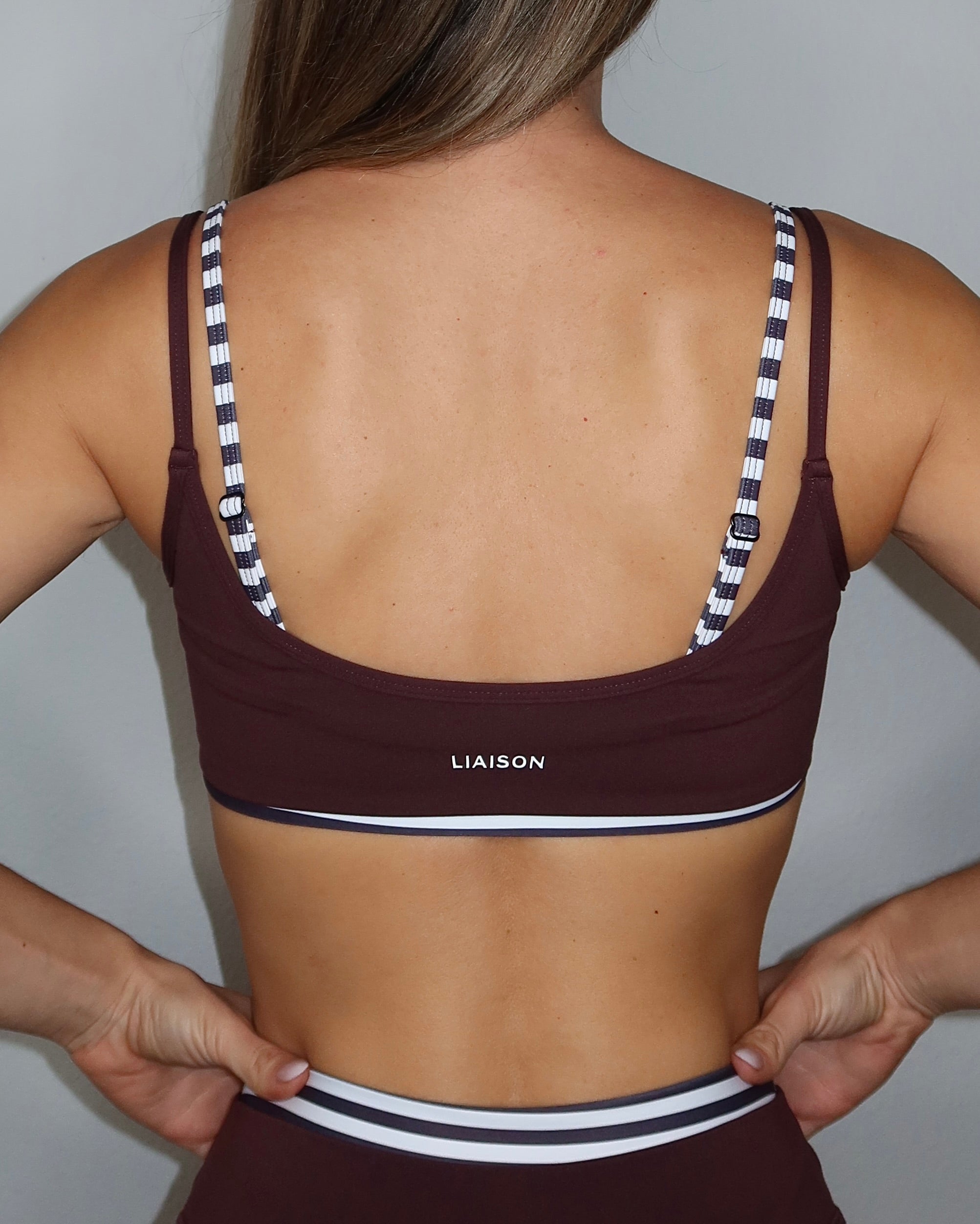 Double Layer Scoop Bra - Chocolate Cherry & Stripes
