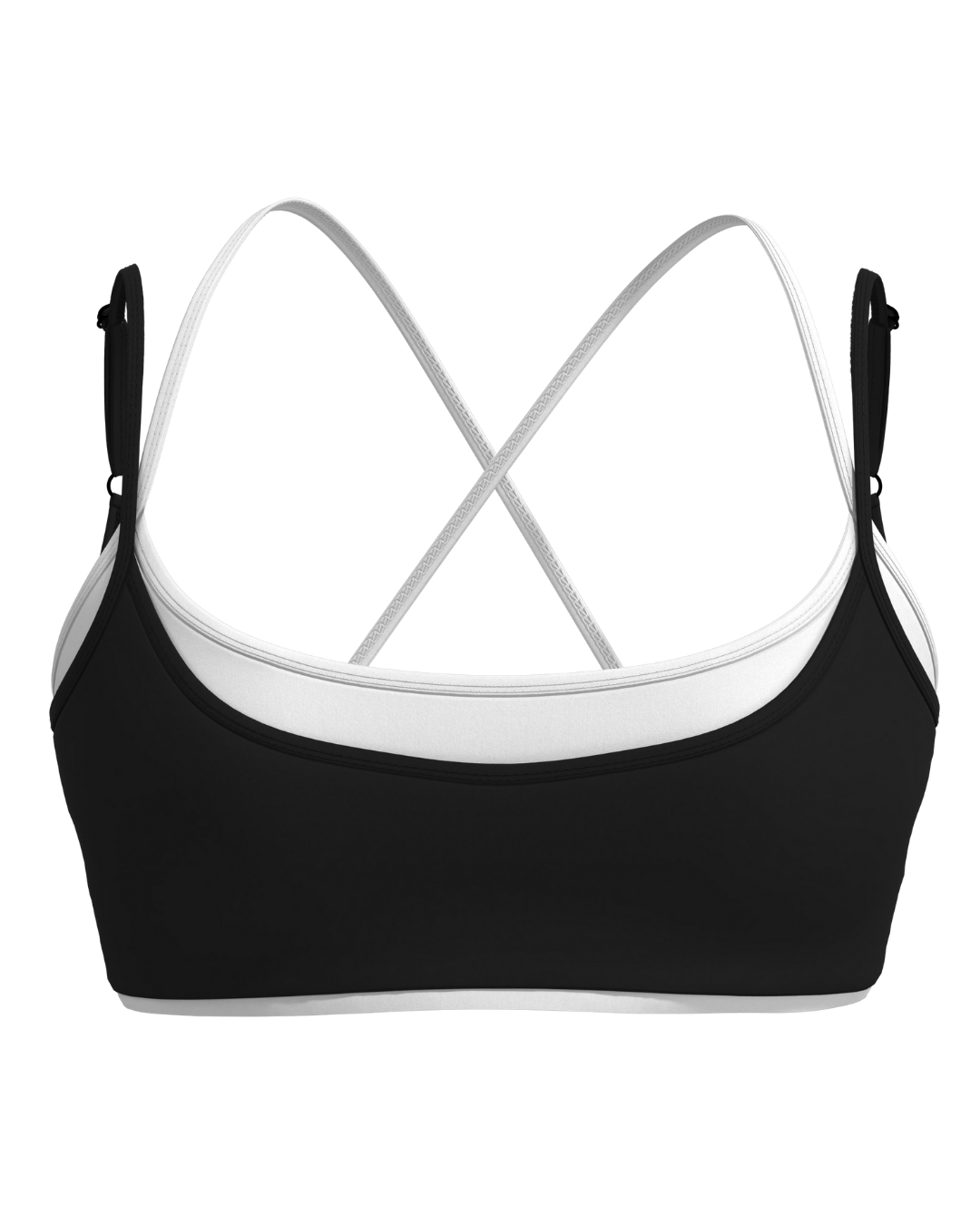 Layered Cross Back Bra - Black & White