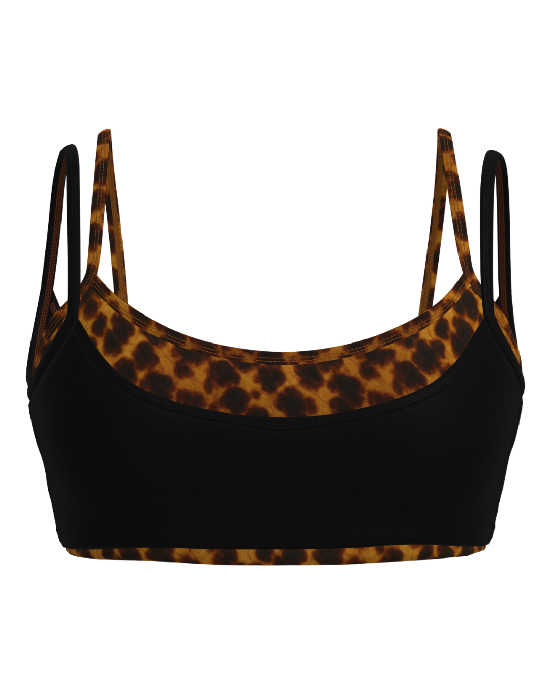 Double Layer Scoop Bra - Black & Tortoise