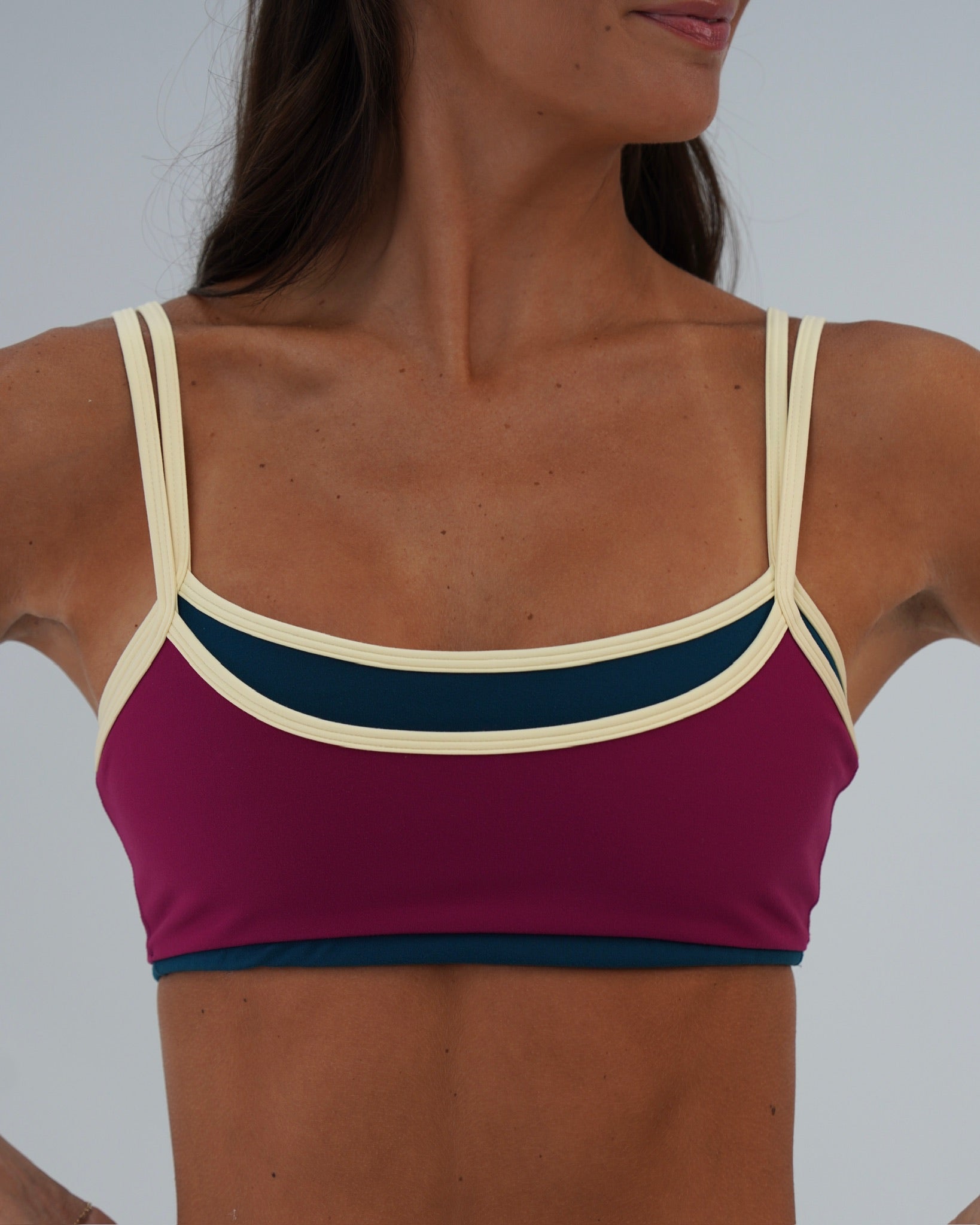 Multi-Color Double Layer Scoop Bra - Aftersun