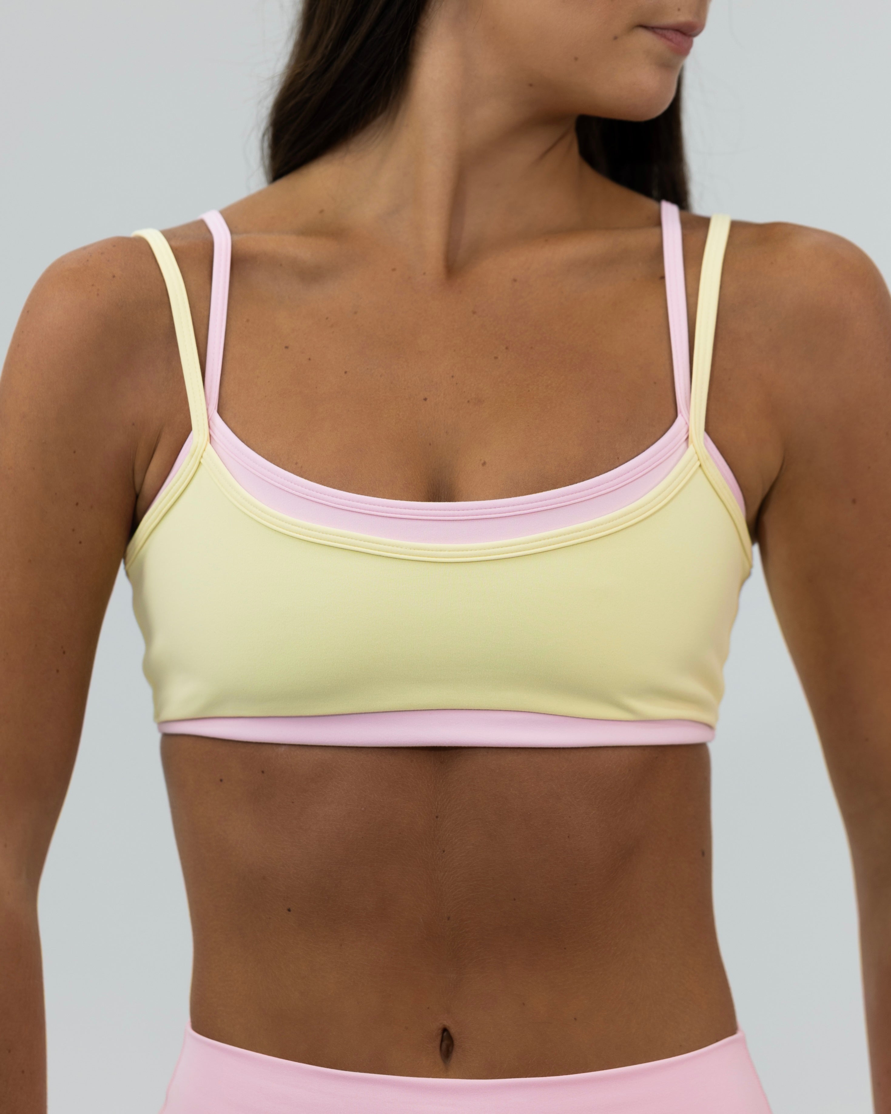 Double Layer Scoop Bra - Daylight & Soft Pink
