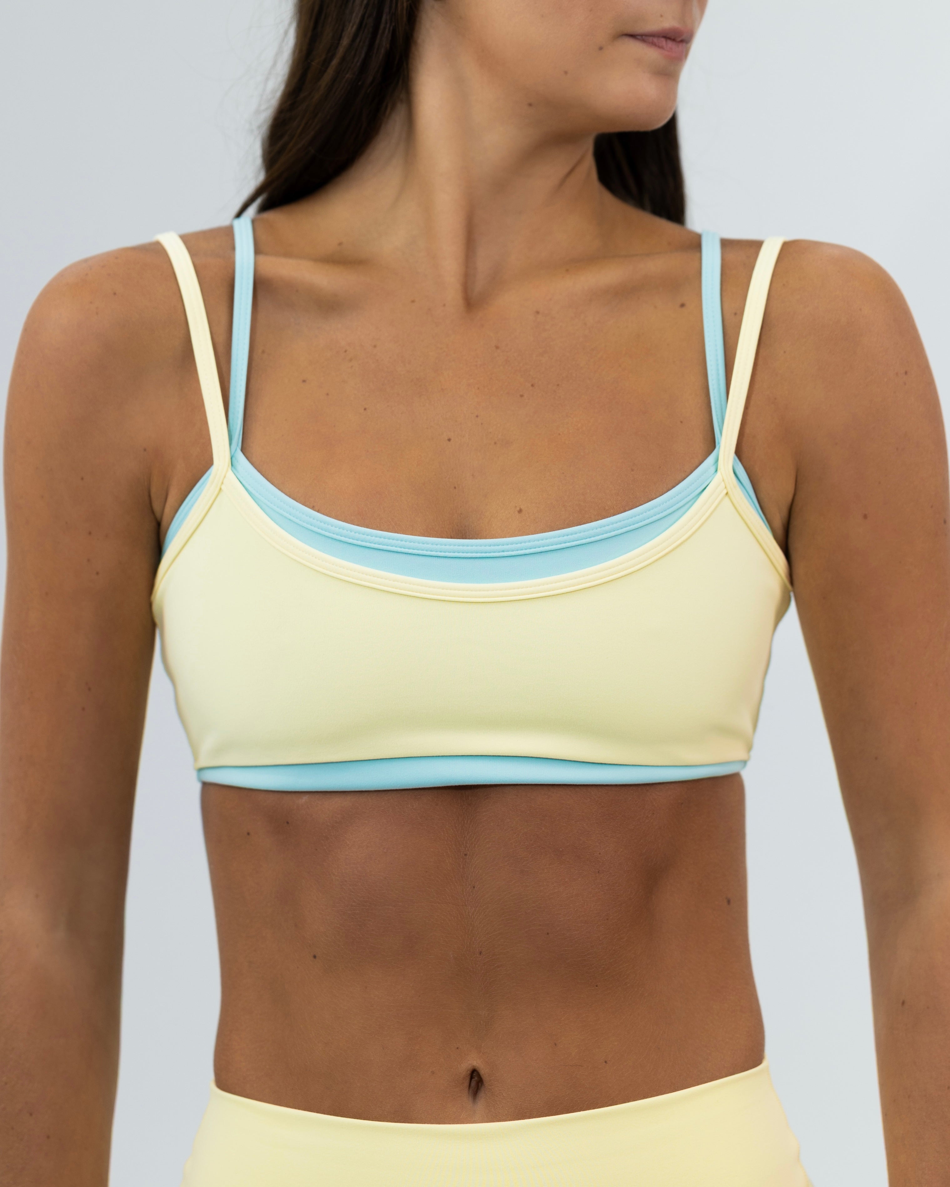 Double Layer Scoop Bra - Daylight & Aqua