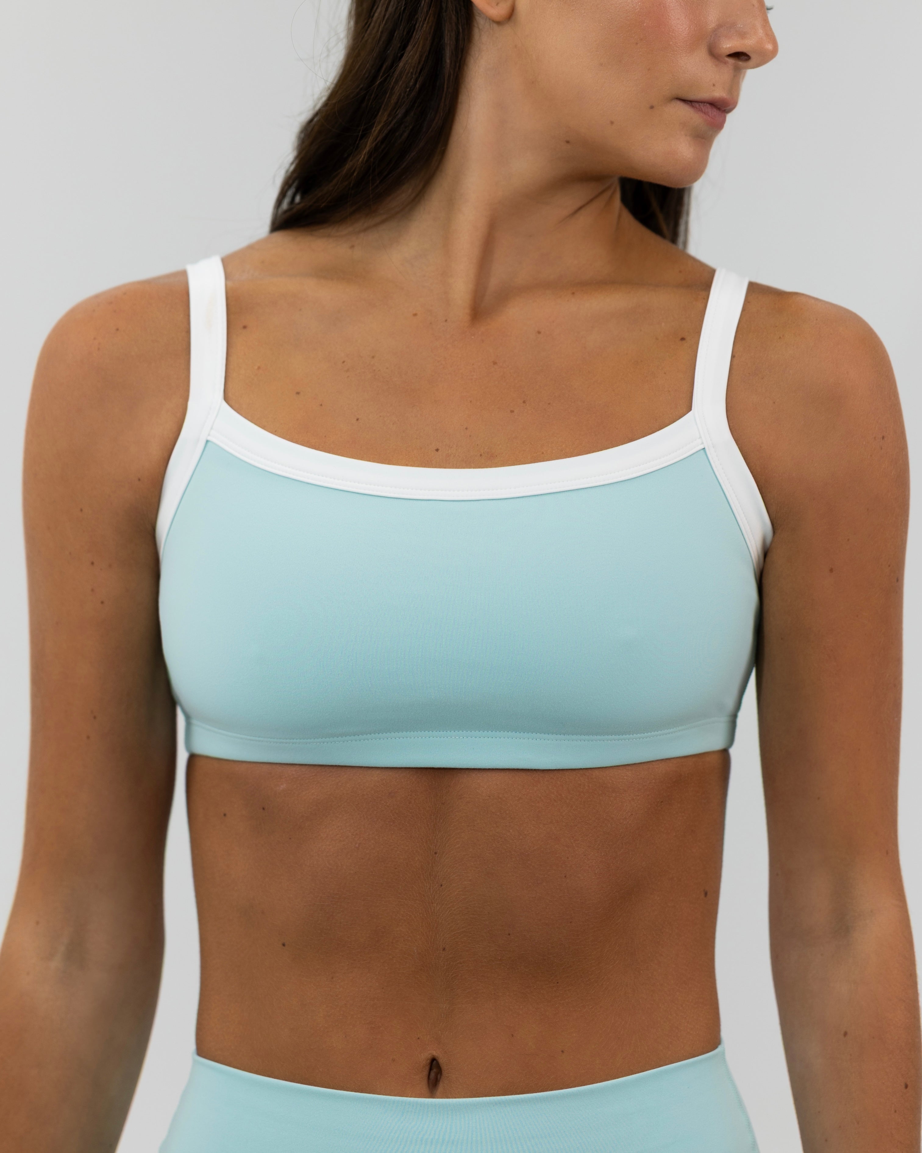 Basic Contrast Bra - Aqua & White