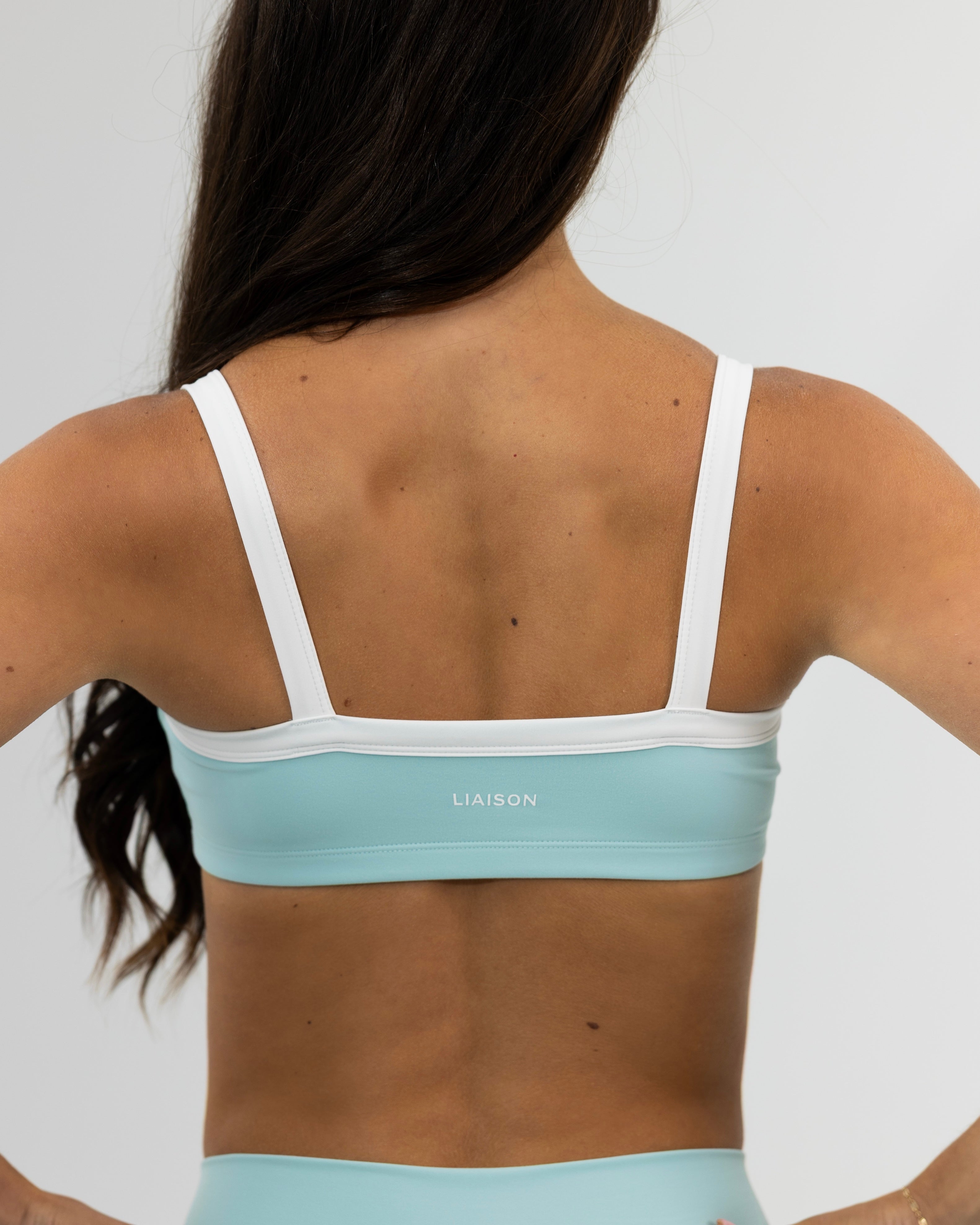 Basic Contrast Bra - Aqua & White