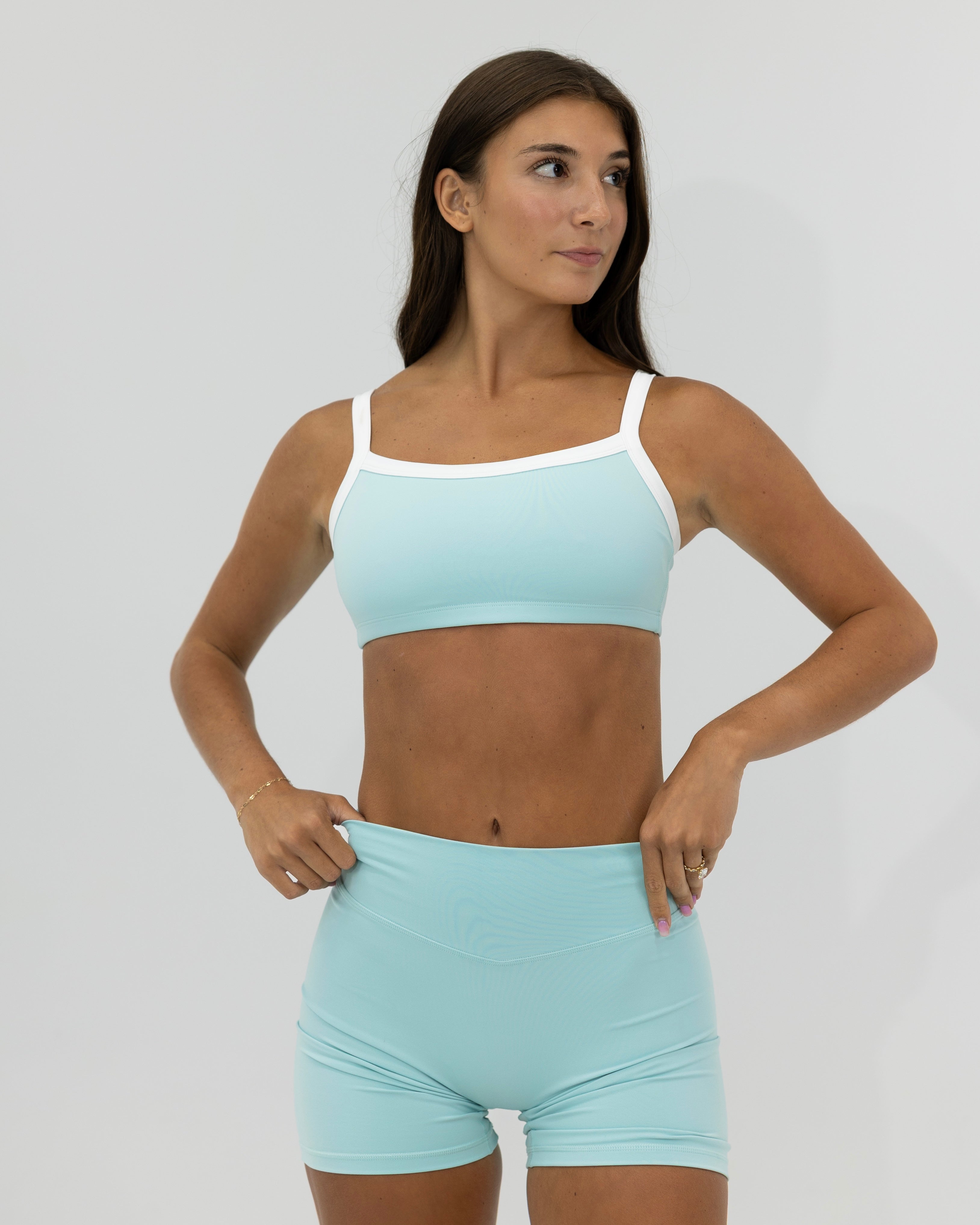 Basic Contrast Bra - Aqua & White