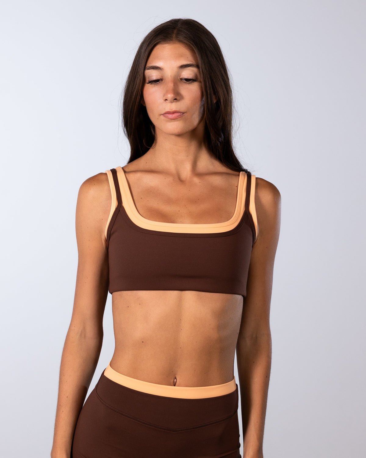 Double Layer Core Bra - Mocha Brown & Apricot