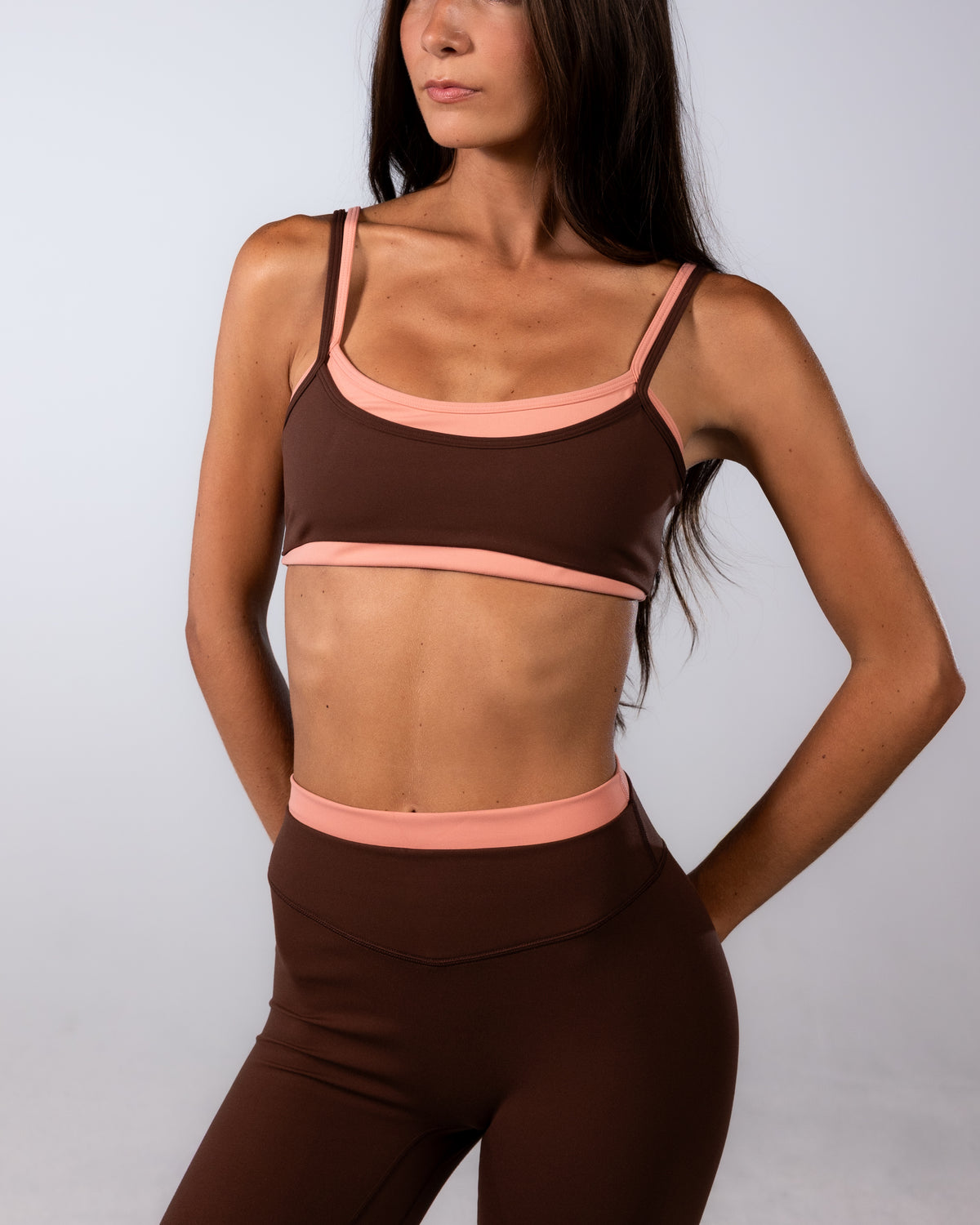 Double Layer Scoop Bra - Mocha Brown & Blush