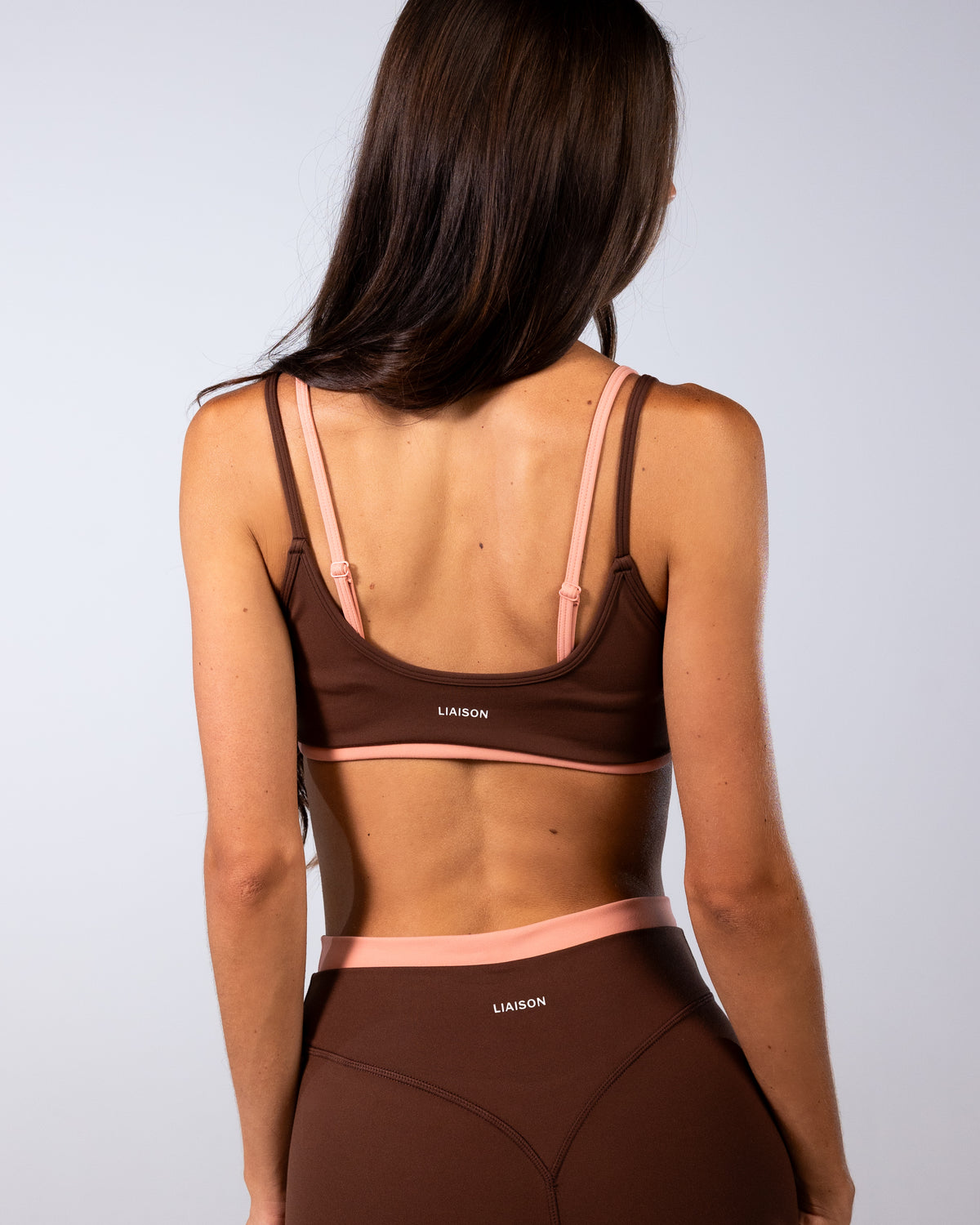 Double Layer Scoop Bra - Mocha Brown & Blush