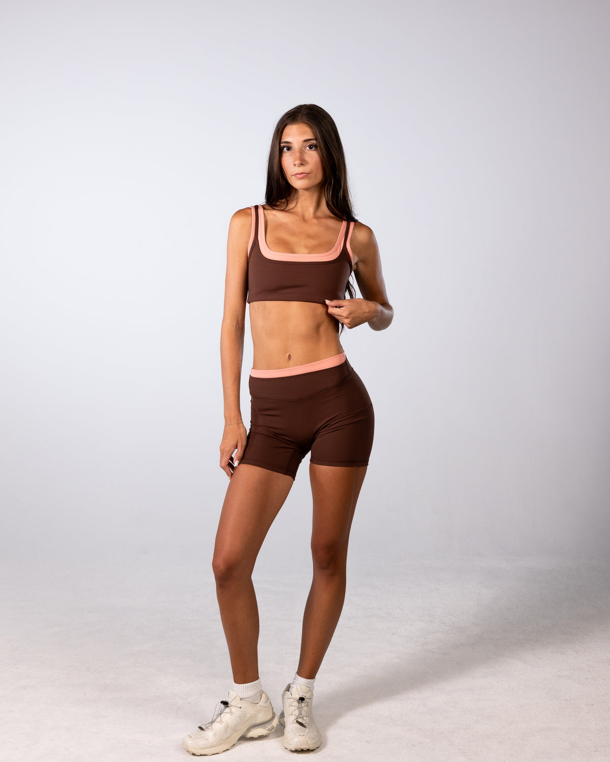 Layered Sculpt Short V2 - Mocha Brown & Blush