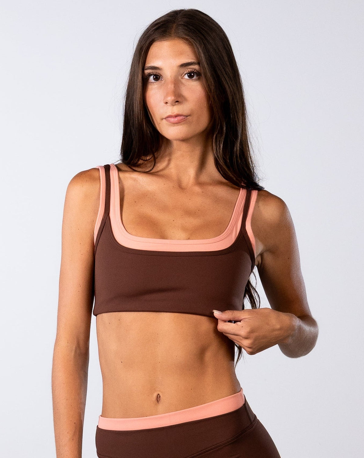 Double Layer Core Bra - Mocha Brown & Blush