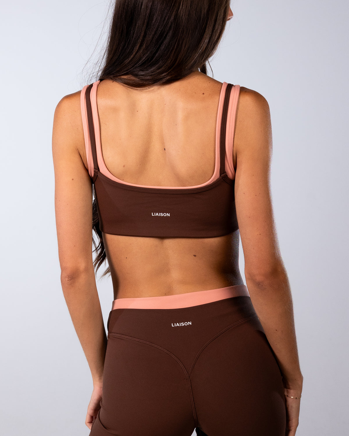 Double Layer Core Bra - Mocha Brown & Blush