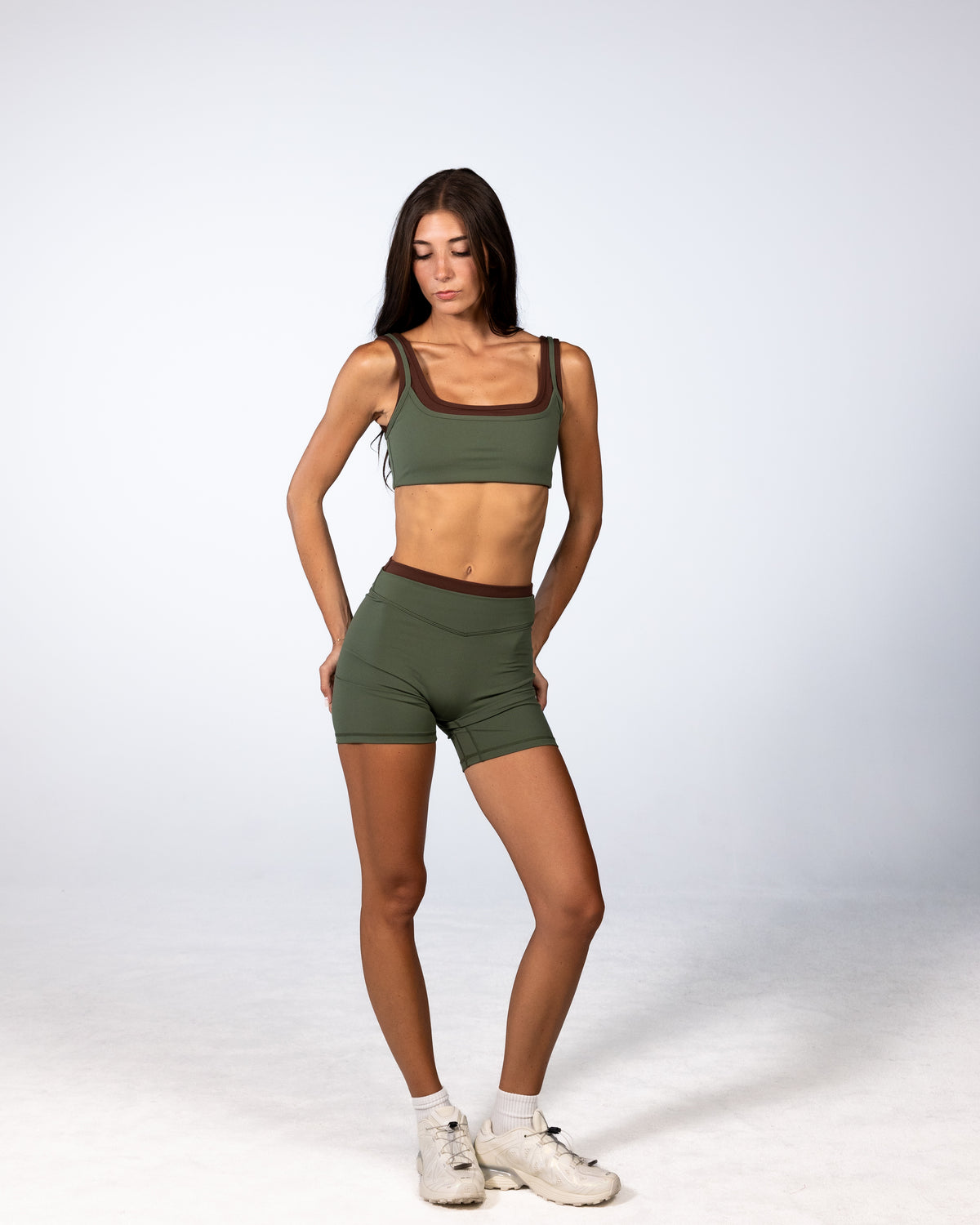 Double Layer Core Bra - Palm & Mocha Brown