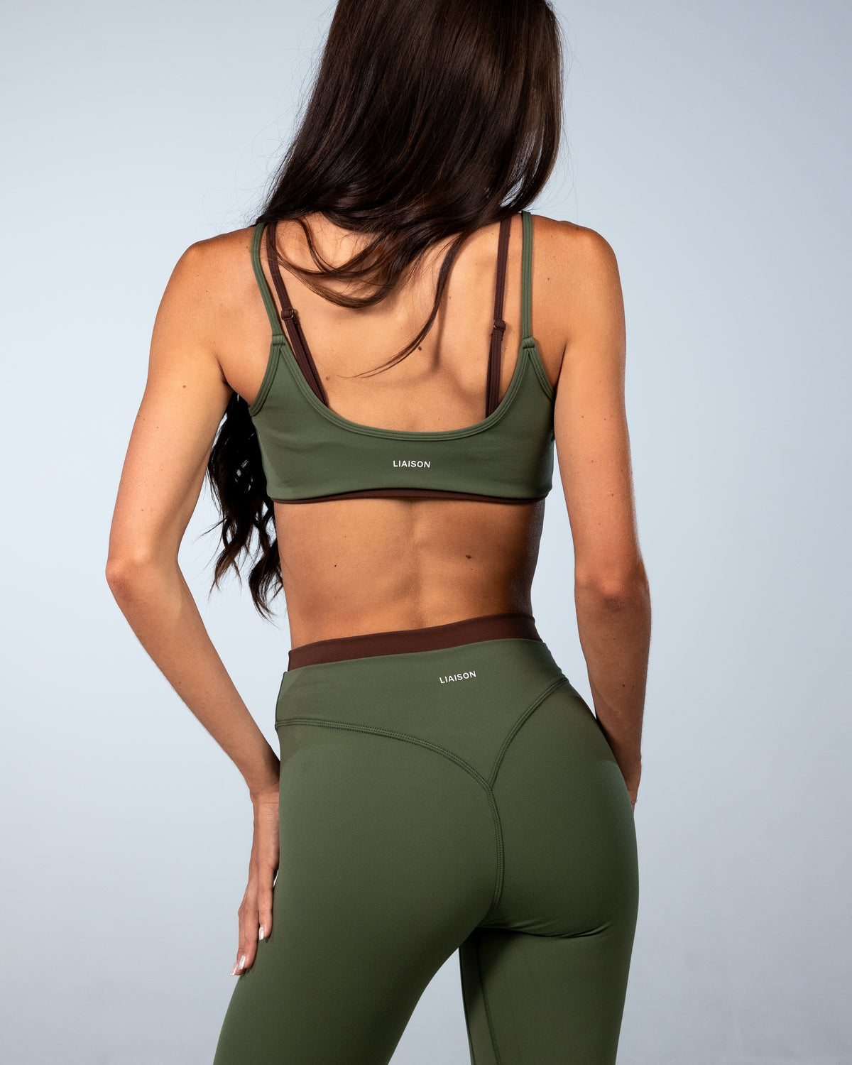 Double Layer Scoop Bra - Palm & Mocha Brown