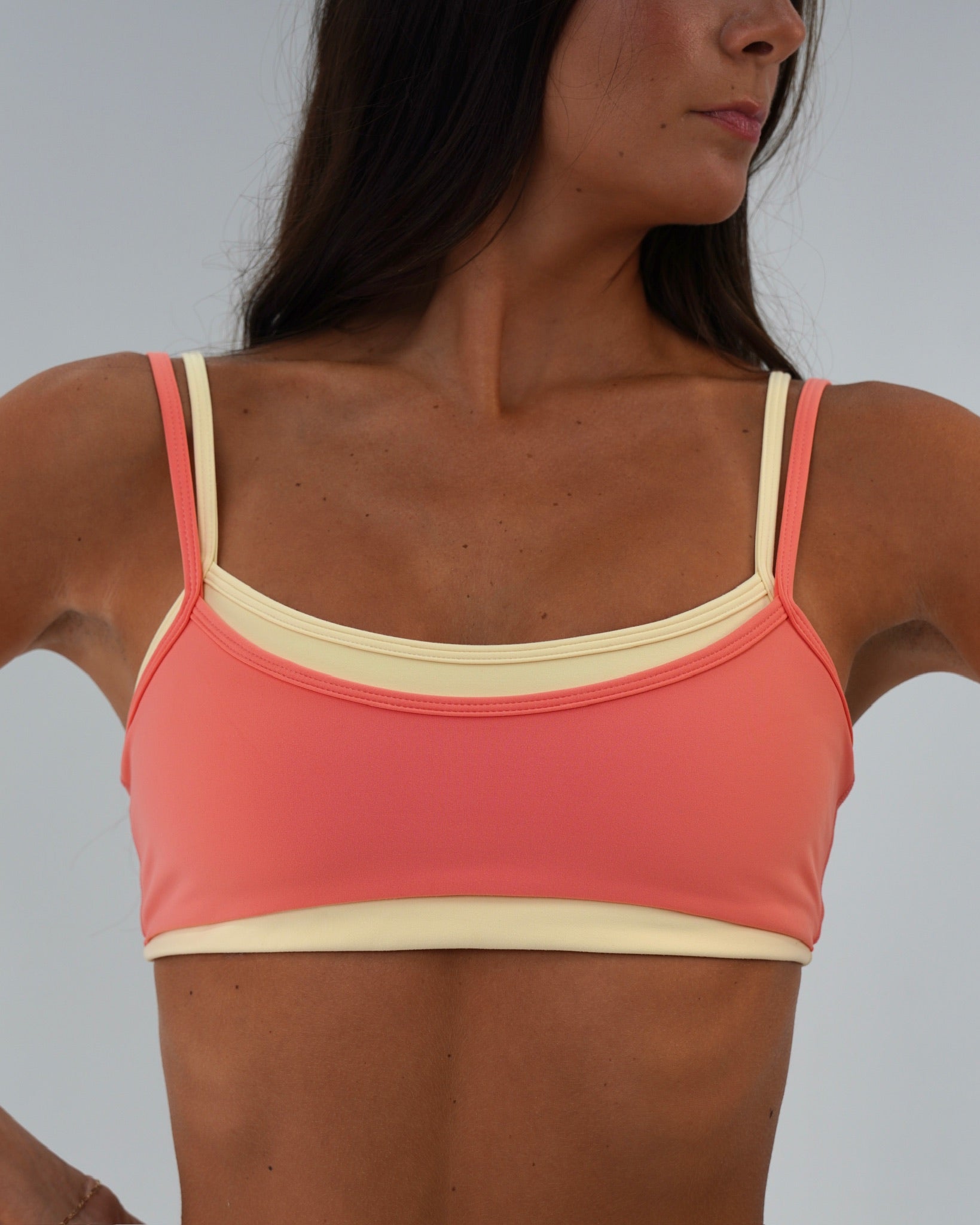 Double Layer Scoop Bra - Guava & Daylight