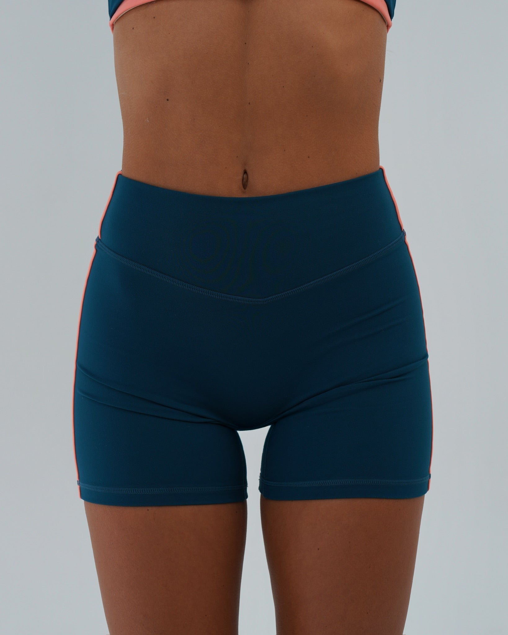 Single Stripe Bridge Short - Deep Teal & Guava