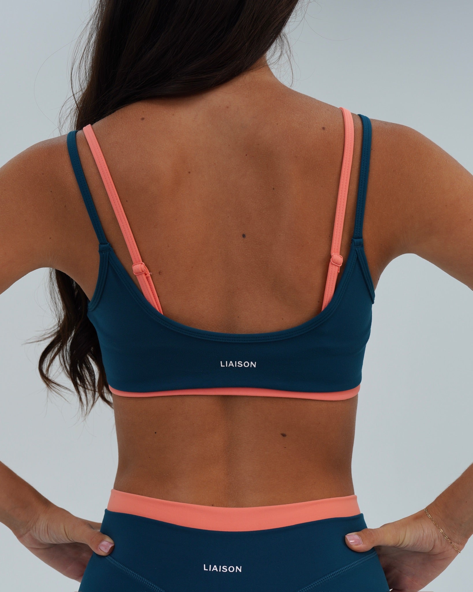 Double Layer Scoop Bra - Deep Teal & Guava