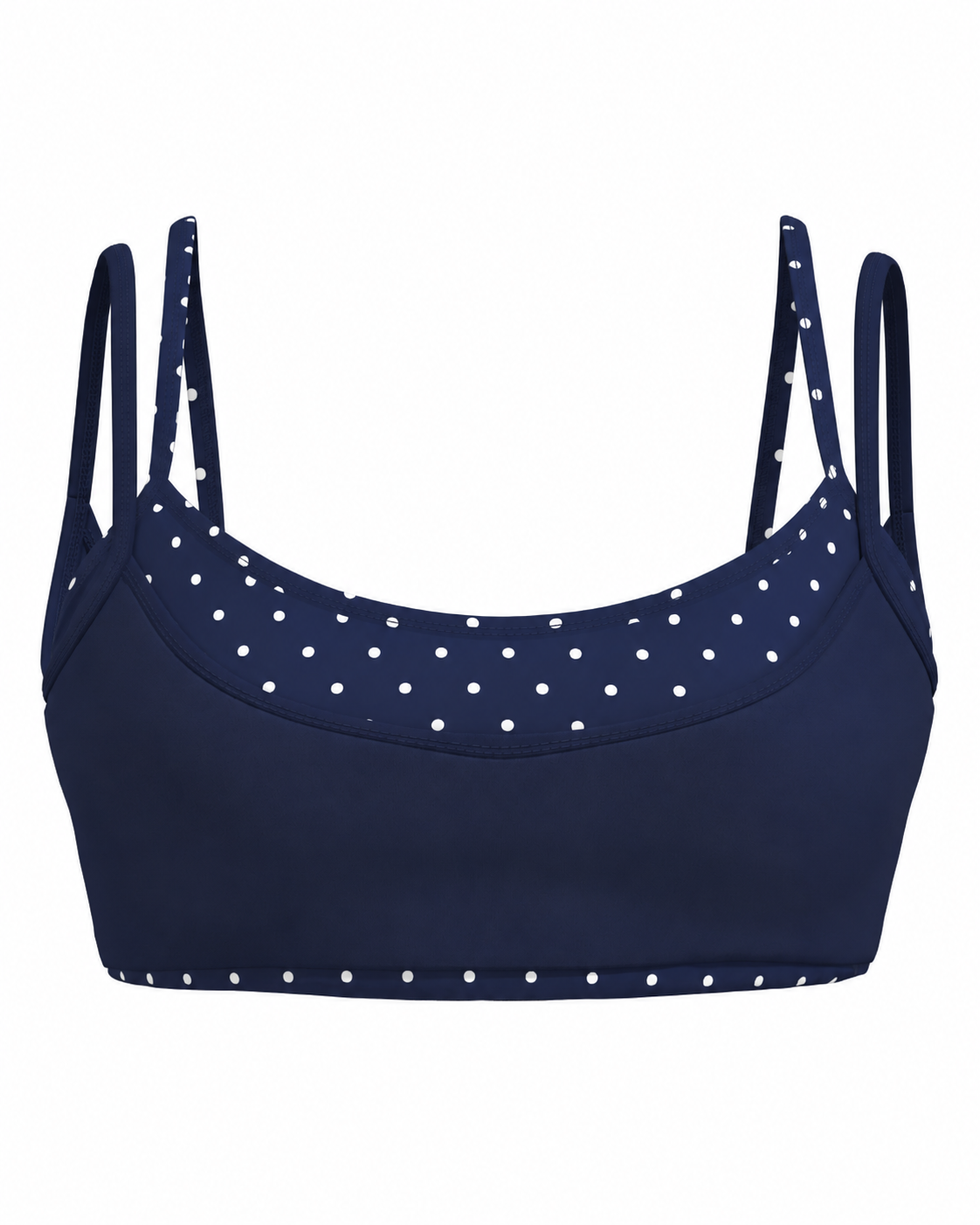 Double Layer Scoop Bra - Navy & White Polka Dots