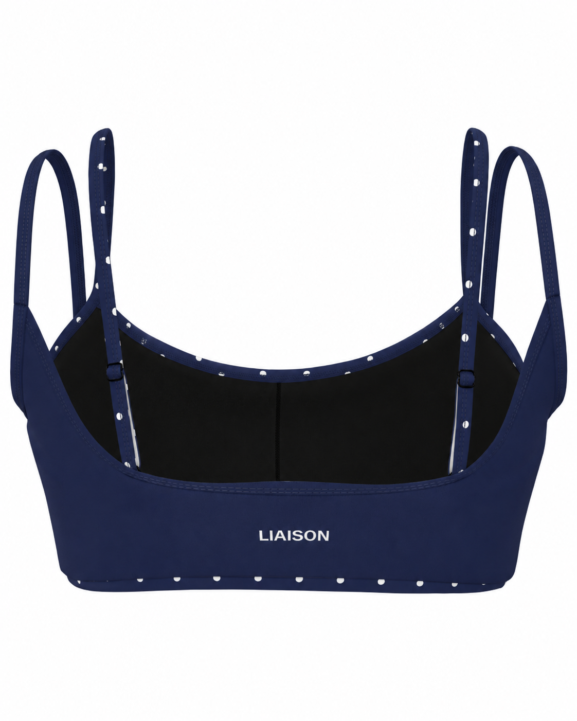 Double Layer Scoop Bra - Navy & White Polka Dots