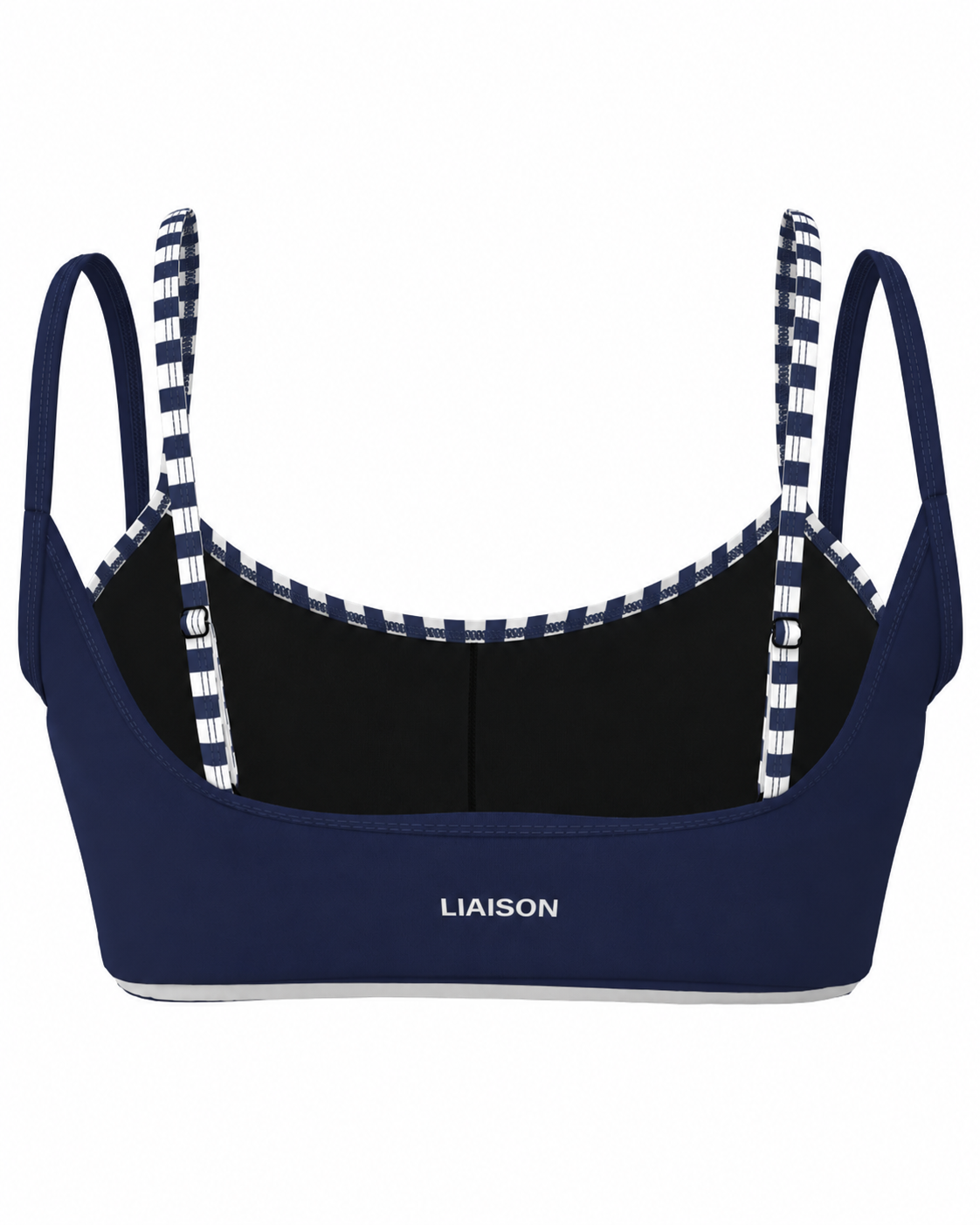 Double Layer Scoop Bra - Navy & Stripes