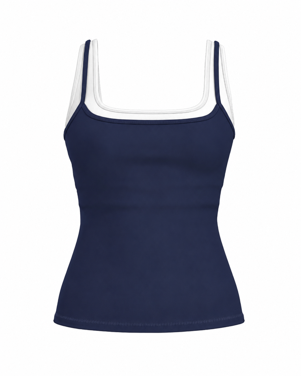 Double Layer Core Tank - Navy & White