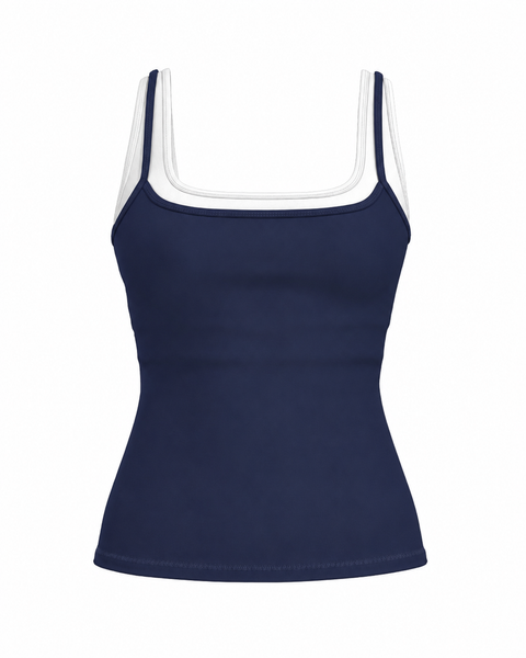 Double Layer Core Tank - Navy & White