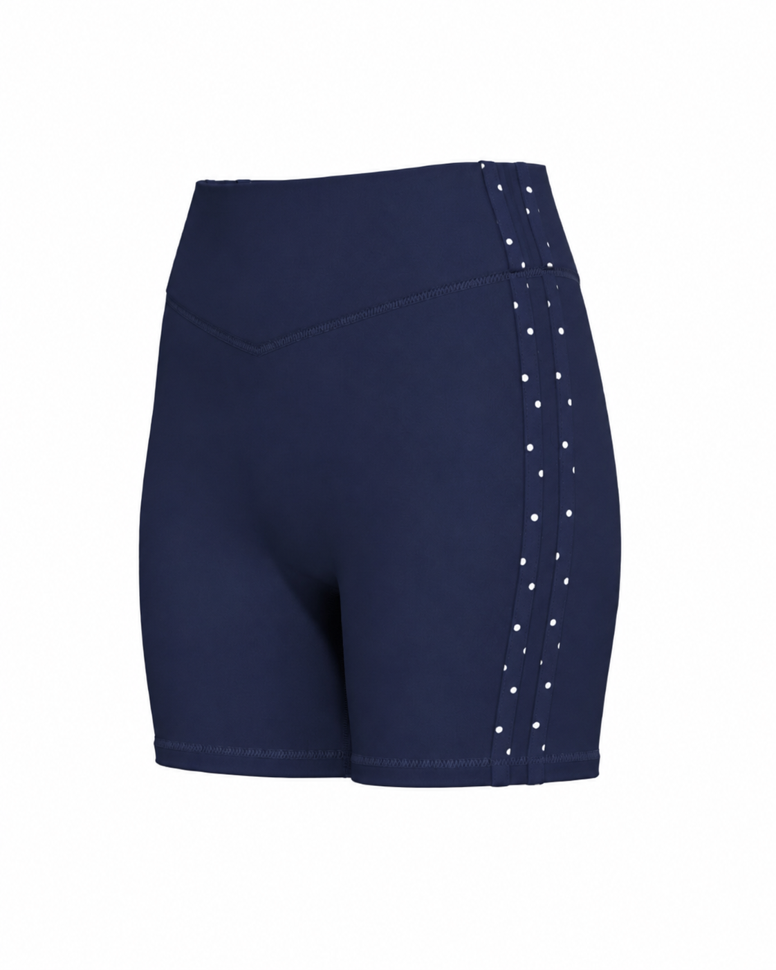 Sporty Stripe Bridge Short - Navy & White Polka Dots