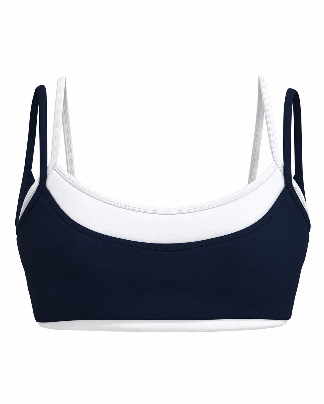 Double Layer Scoop Bra - Navy & White