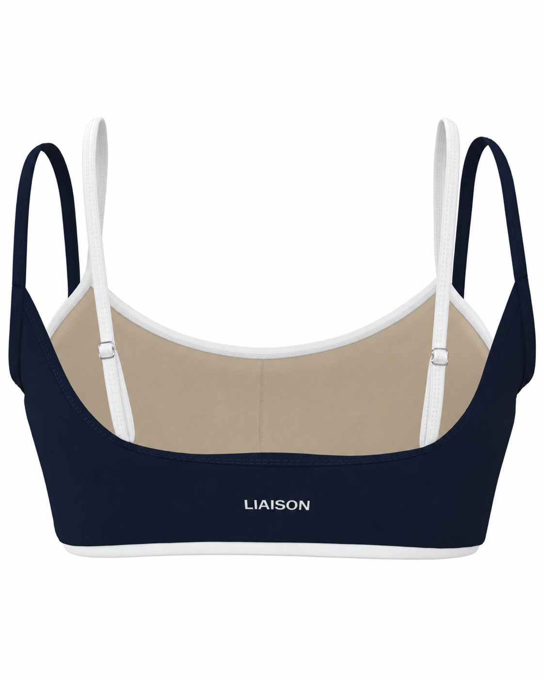 Double Layer Scoop Bra - Navy & White