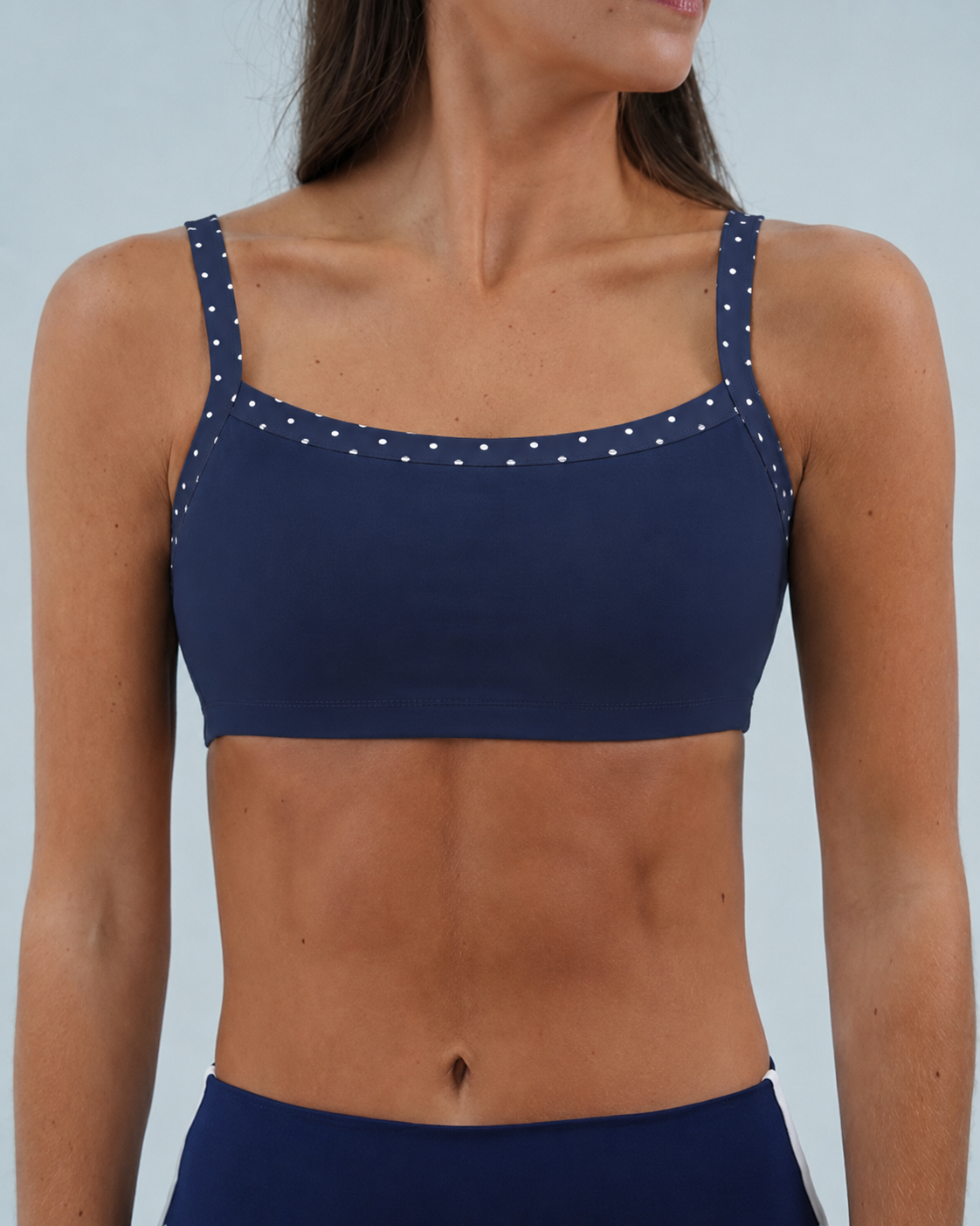 Basic Contrast Bra - Navy & White Polka Dots