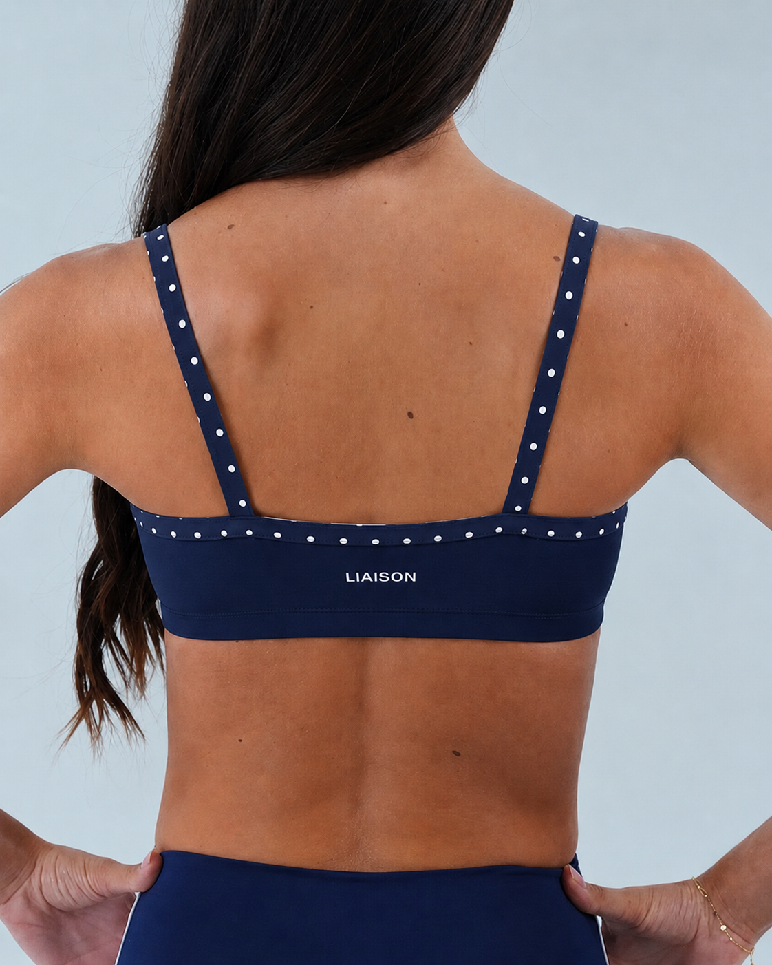Basic Contrast Bra - Navy & White Polka Dots