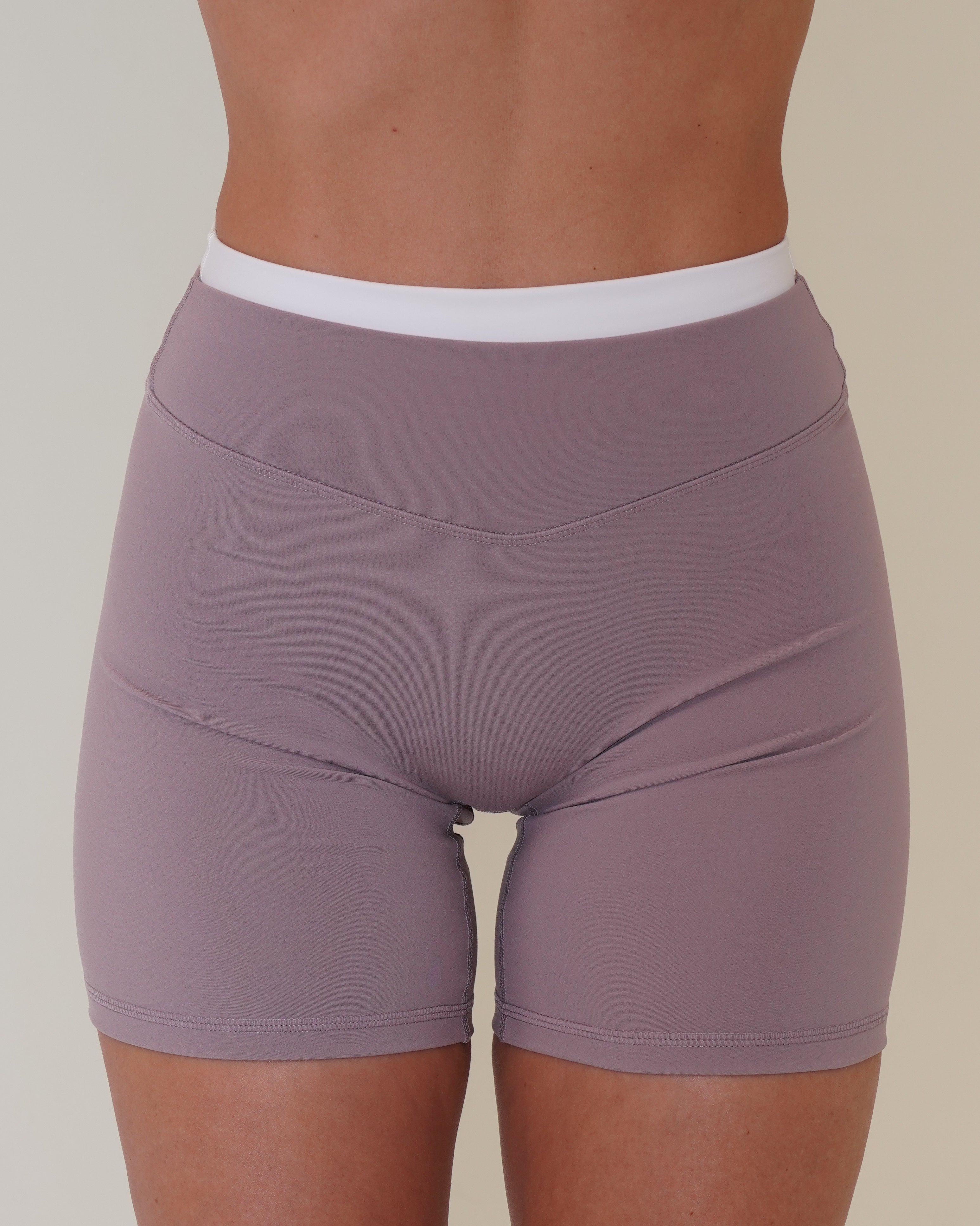 Layered Sculpt Short - Mauve & White